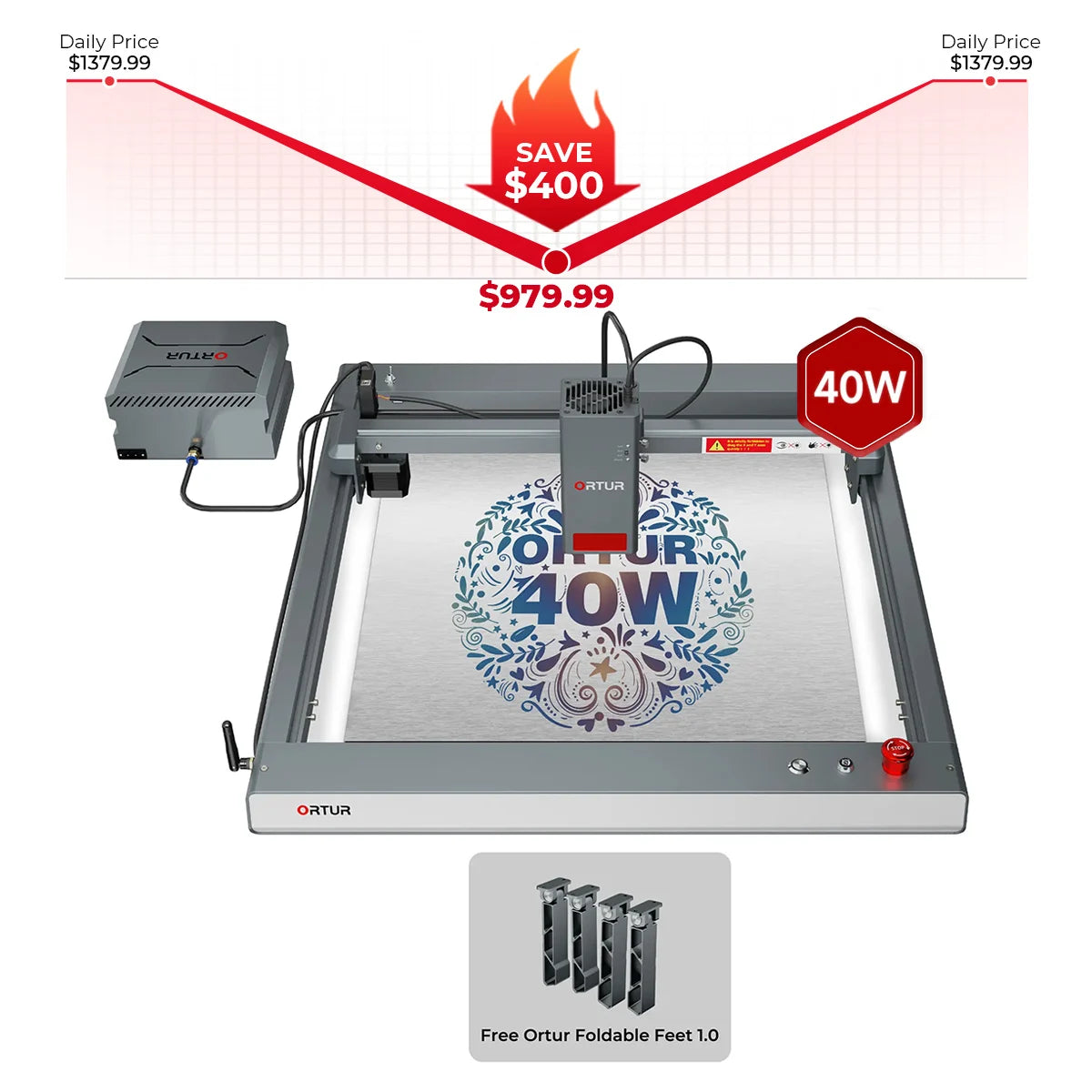 Ortur LM3 Laser Engraving & Cutting Machine 20,000mm/min (40W/20W/10W)