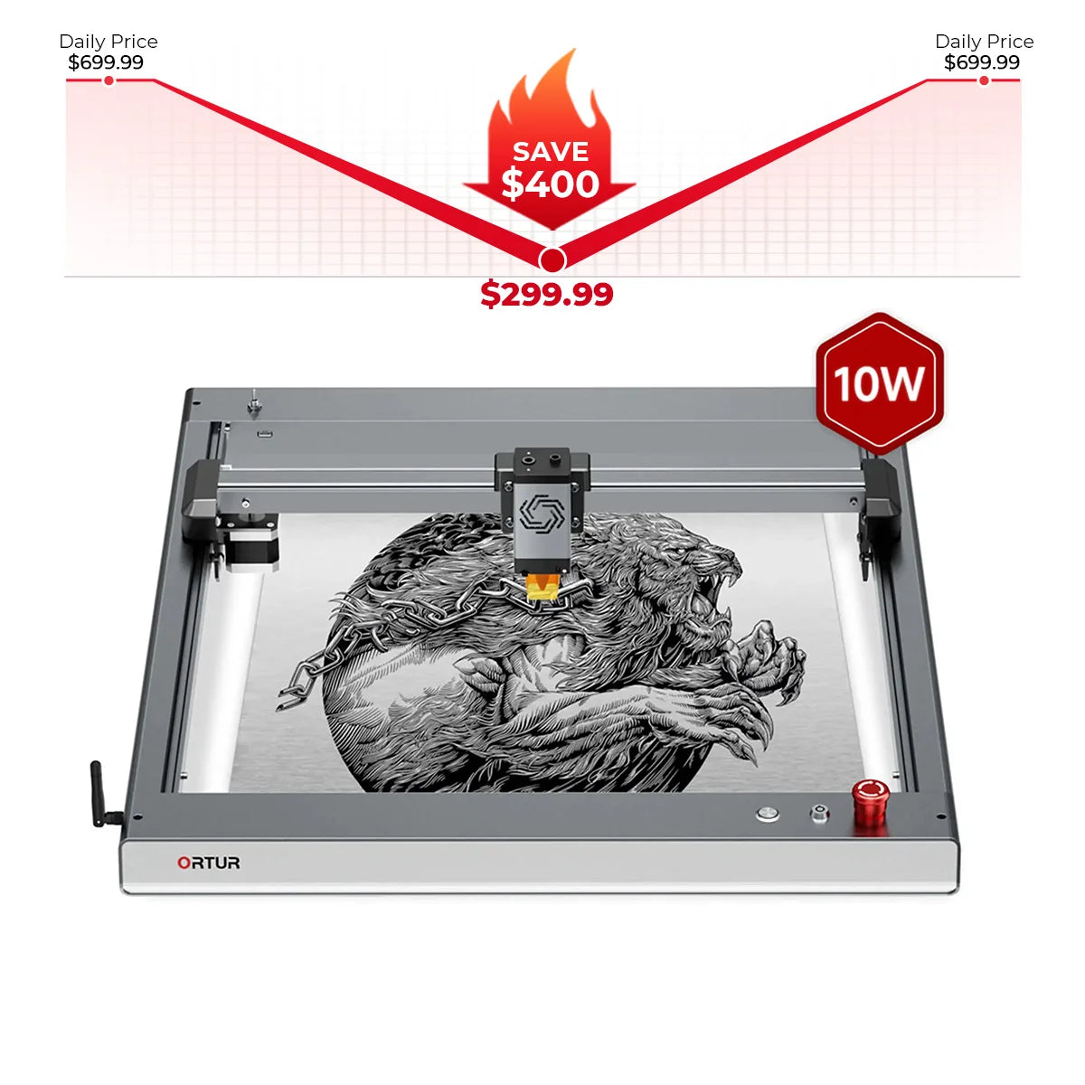 Ortur LM3 Laser Engraving & Cutting Machine 20,000mm/min (40W/20W/10W)