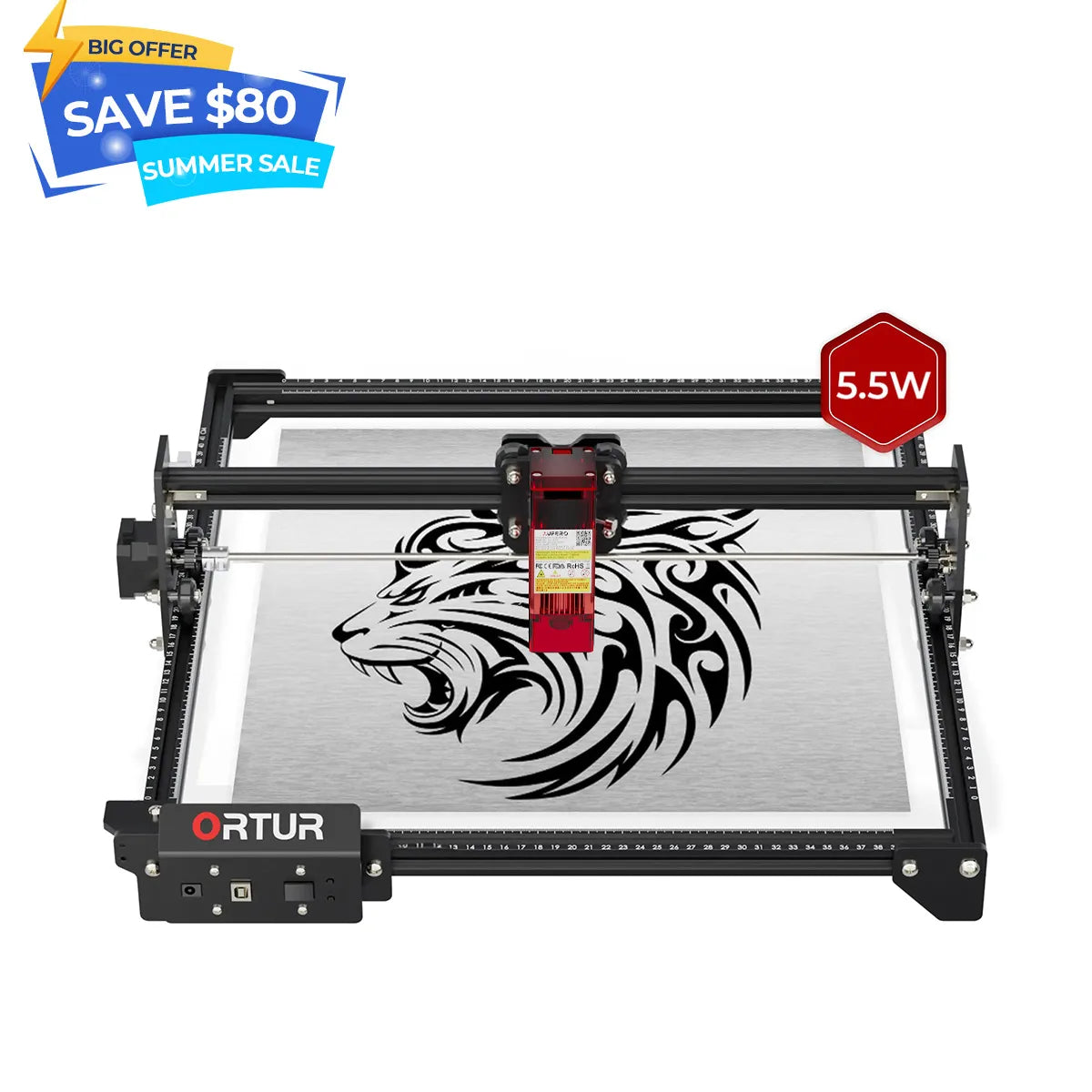 Ortur LM2 S2 Laser Engraving & Cutting Machine 5,000mm/min (10W/5W/1.6W)