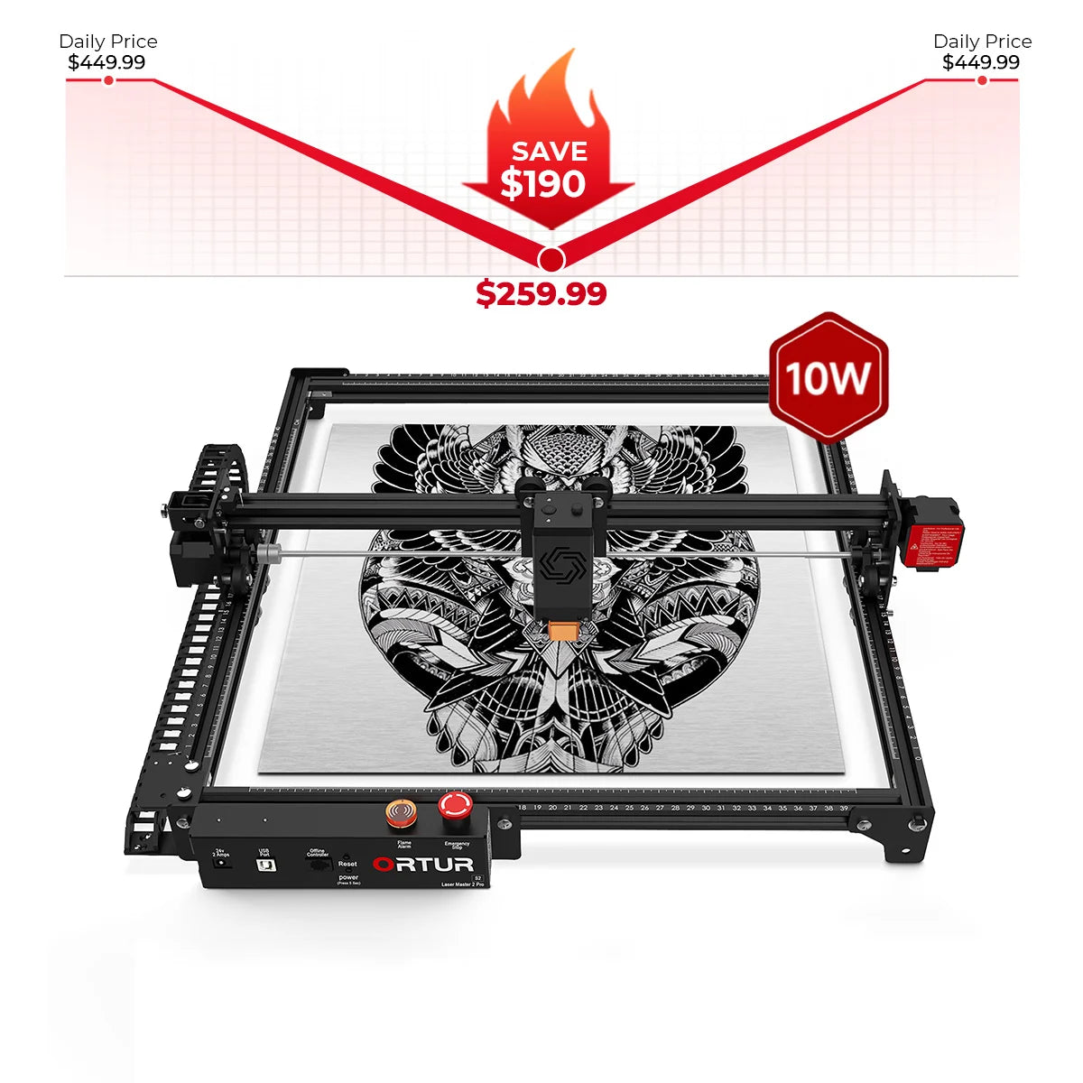 Ortur LM2 Pro S2 Laser Engraving & Cutting Machine 15,000mm/min (10W/5W)