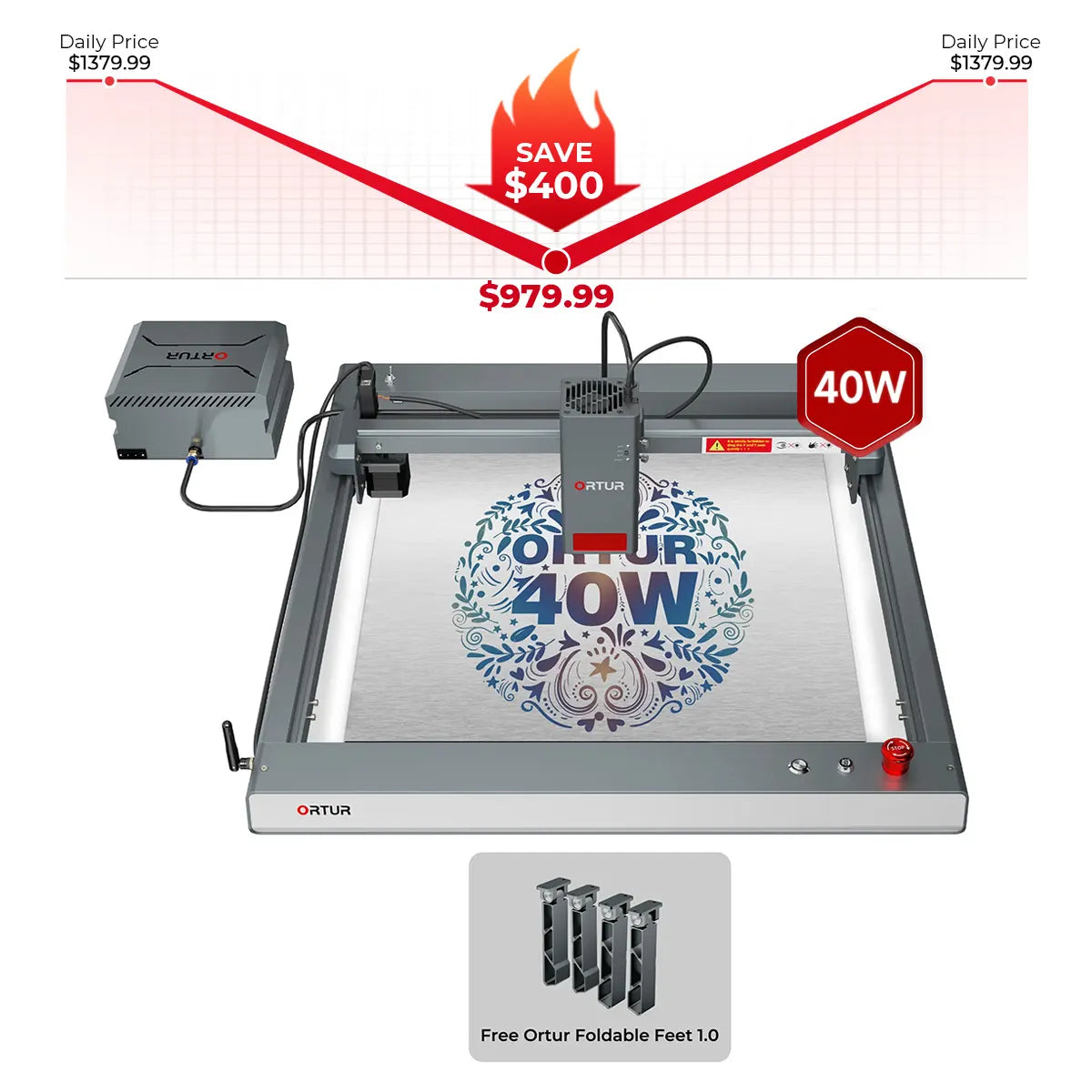 Ortur LM3 Laser Engraving & Cutting Machine 20,000mm/min (40W/20W/10W)