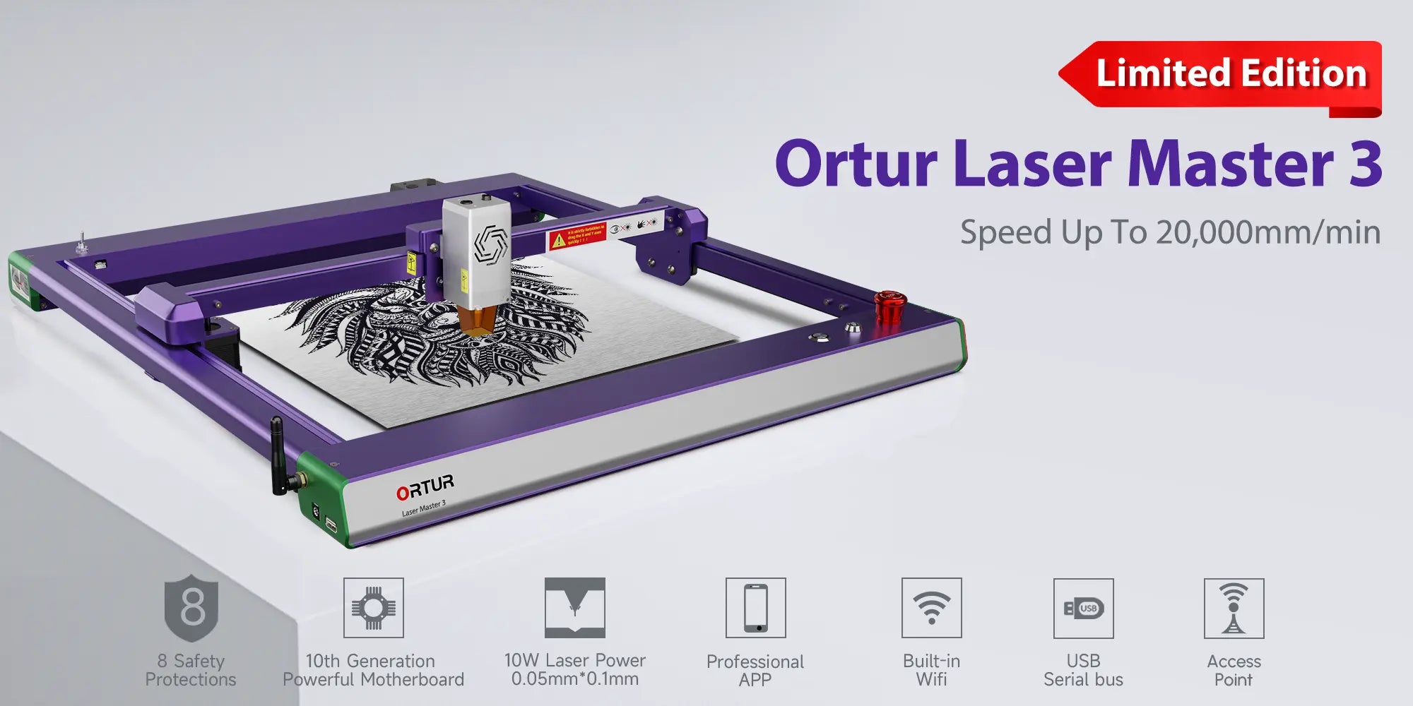 Limited Edition Ortur Laser Master 3 Speed up to 20,000mm/min