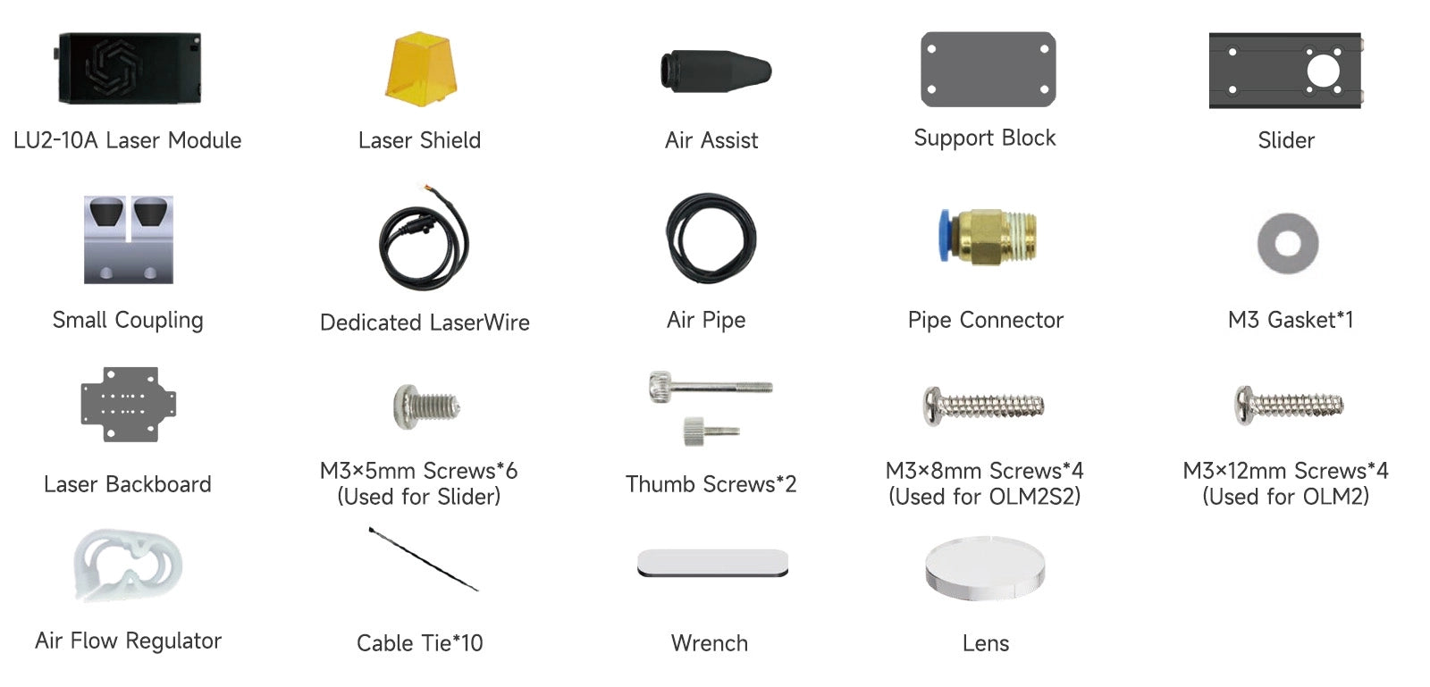 Ortur LU2-10A Laser Module Package Lists