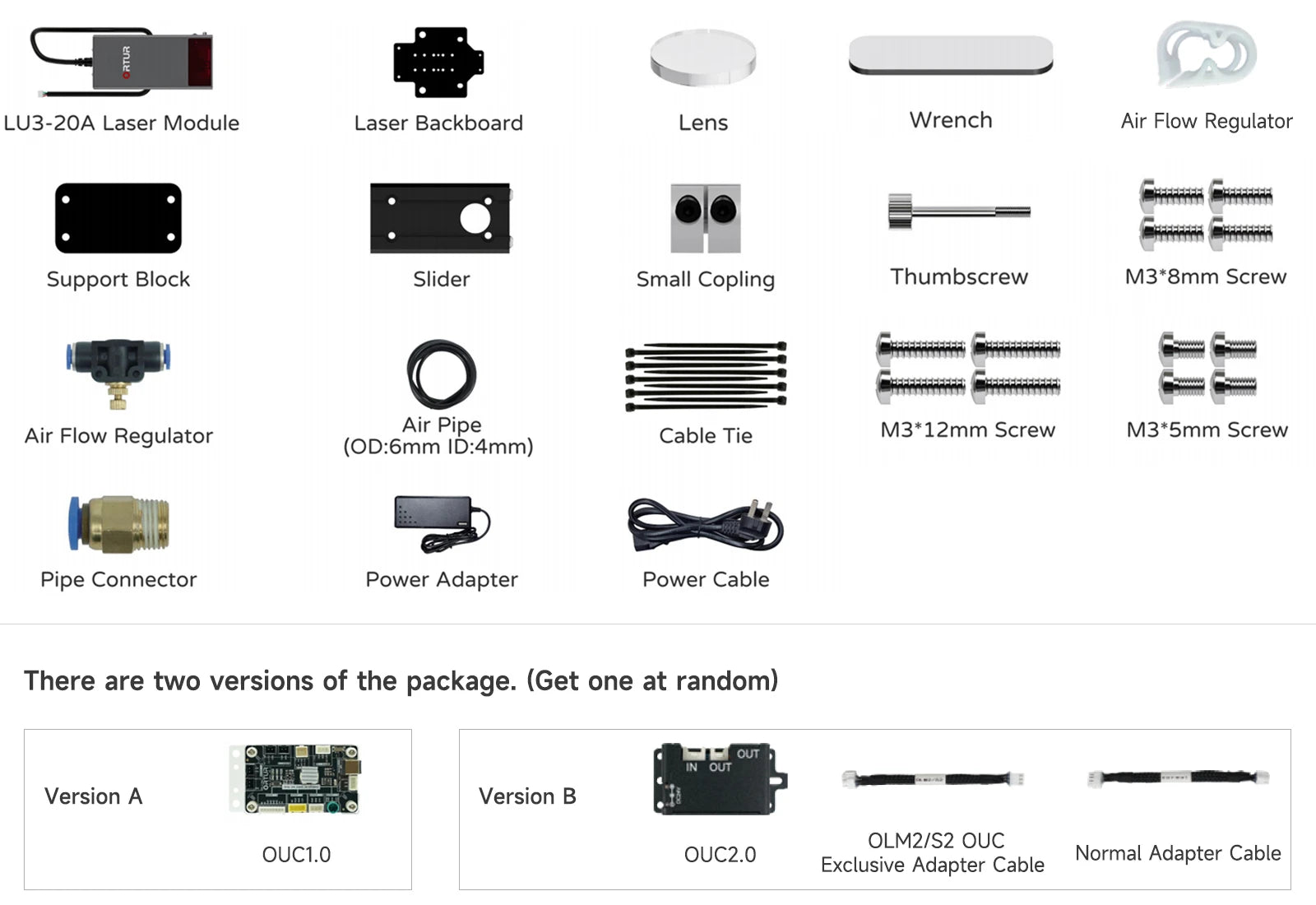 Ortur LU3-20A 20W Laser Module Package List
