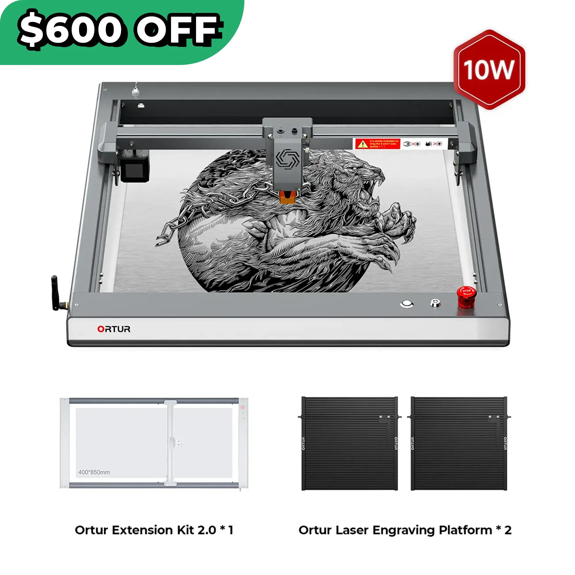 Ortur LM3 Laser Engraving & Cutting Machine 20,000mm/min (40W/20W/10W)