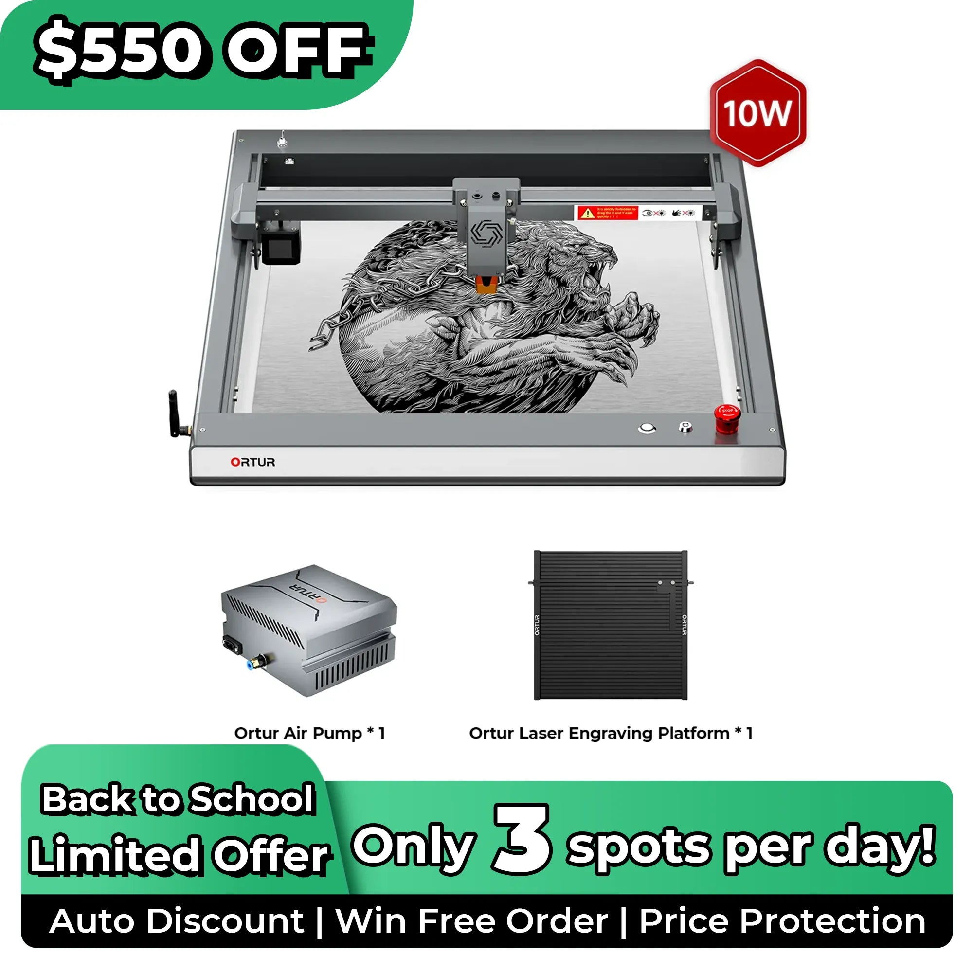 Ortur LM3 Laser Engraving & Cutting Machine 20,000mm/min (40W/20W/10W)