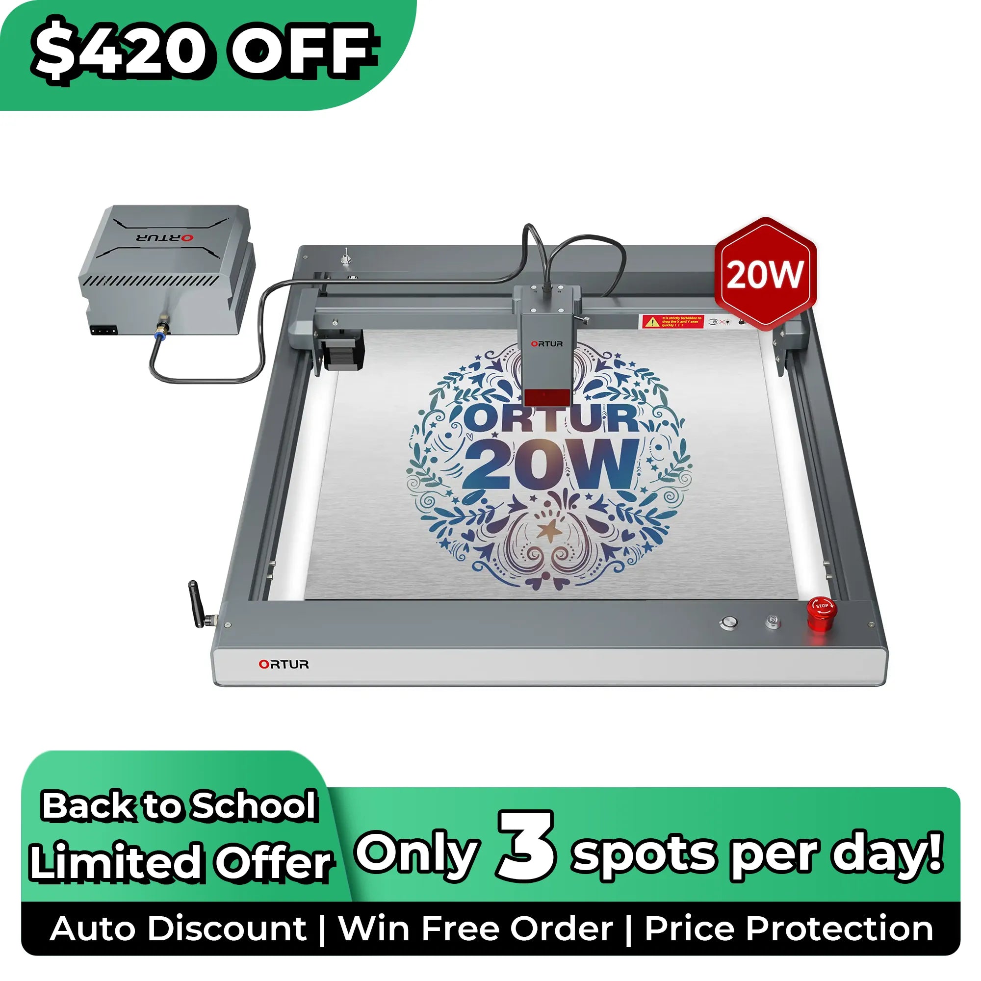 Ortur LM3 Laser Engraving & Cutting Machine 20,000mm/min (40W/20W/10W)