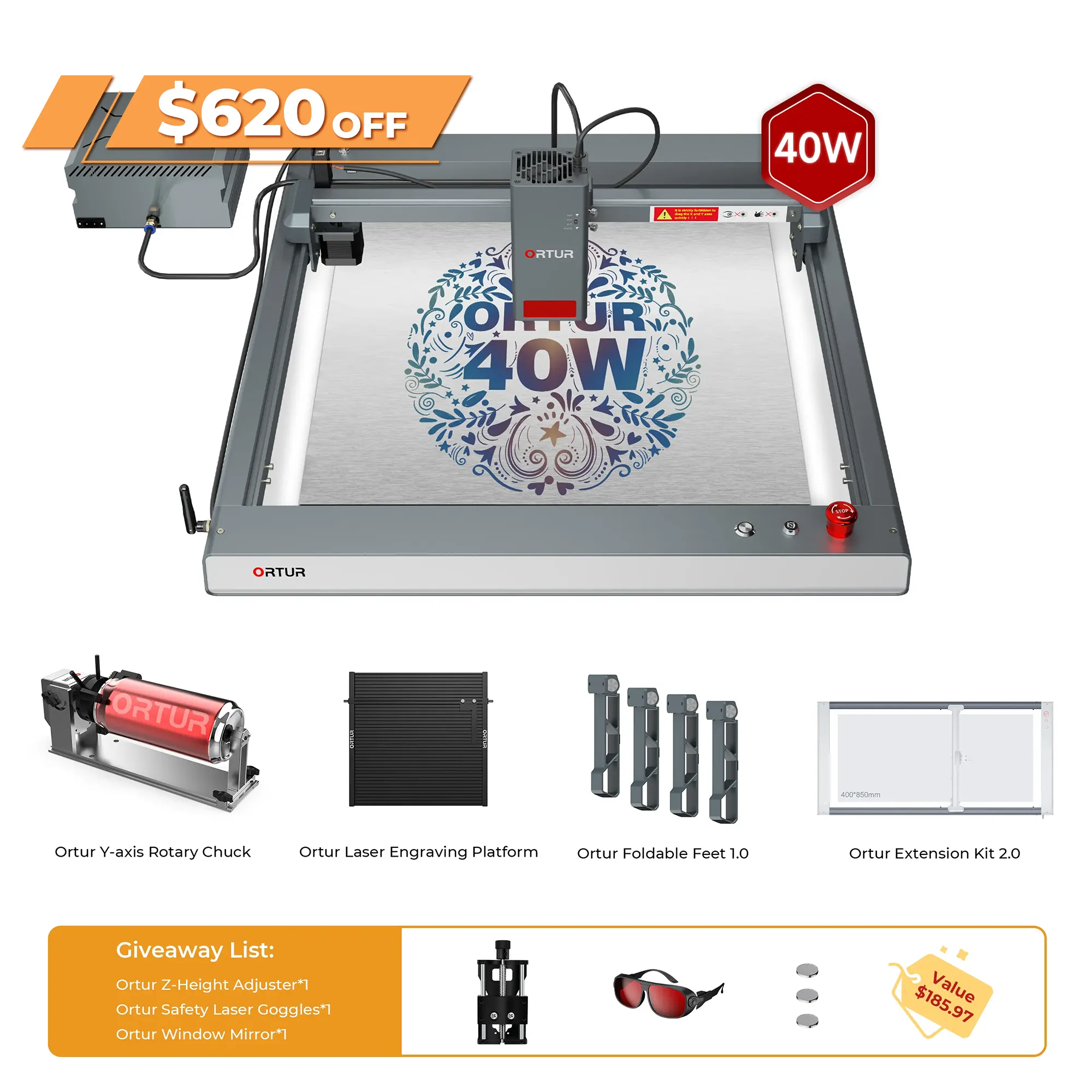 Ortur LM3 Laser Engraving & Cutting Machine 20,000mm/min (40W/20W/10W)
