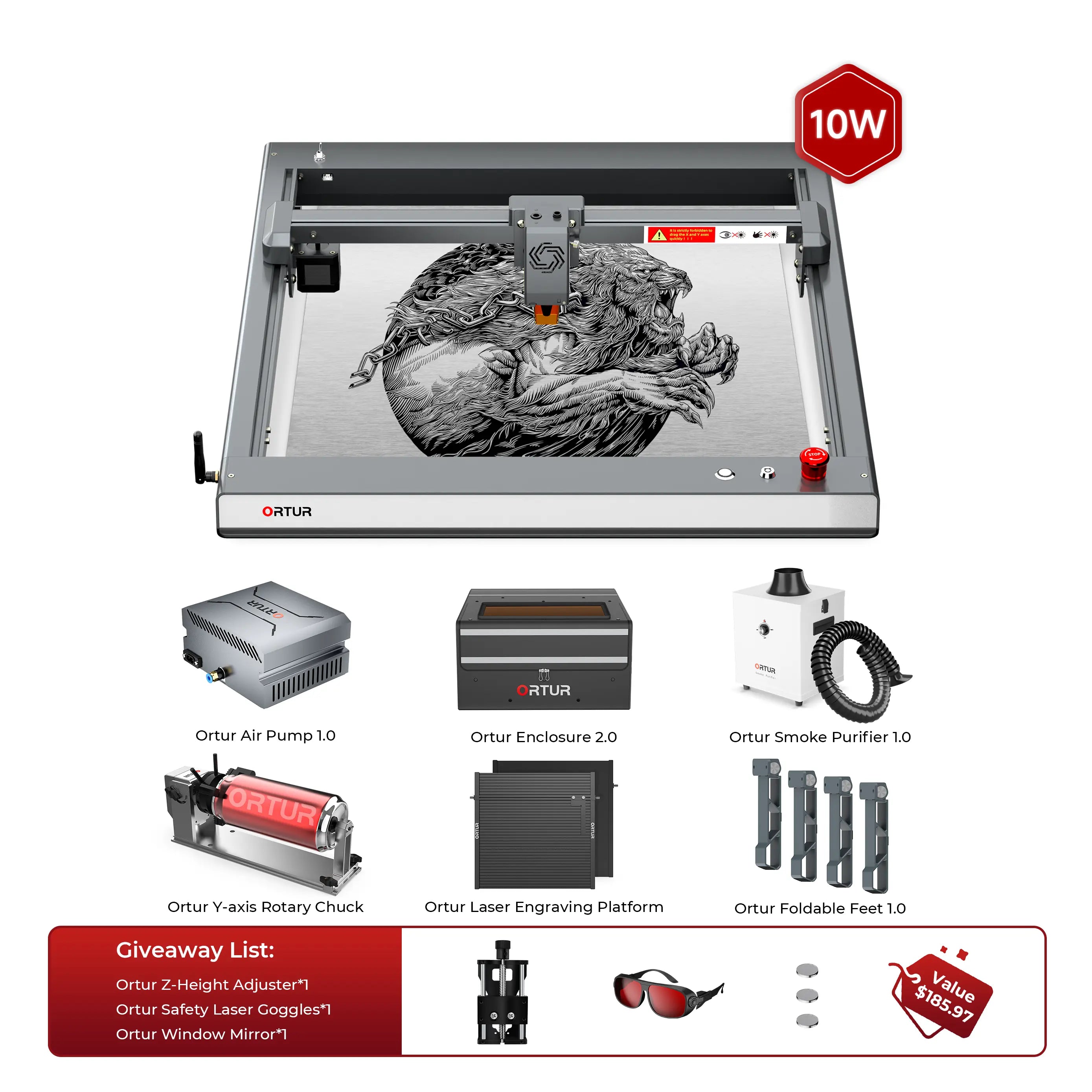 Ortur LM3 Laser Engraving & Cutting Machine 20,000mm/min (40W/20W/10W)