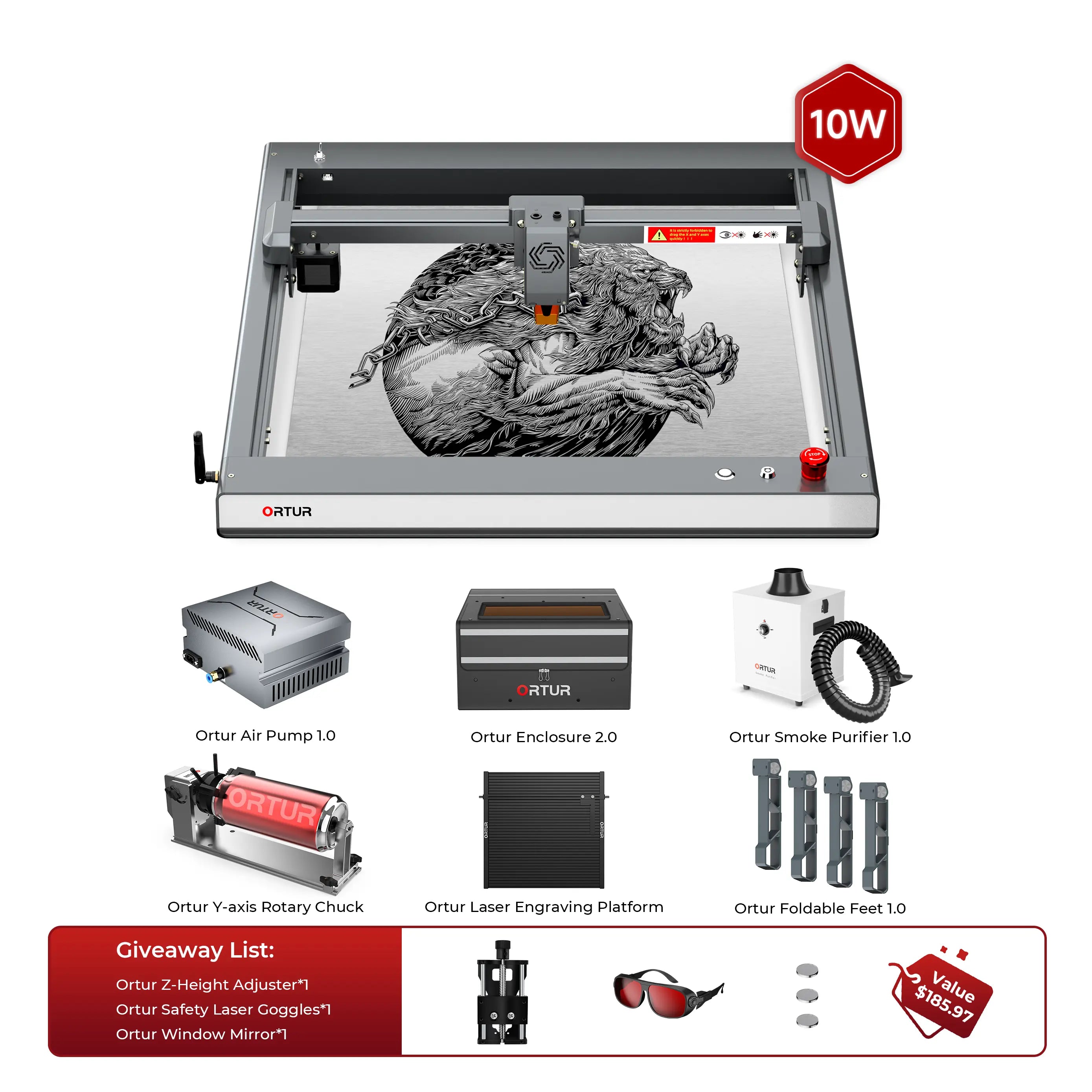 Ortur LM3 Laser Engraving & Cutting Machine 20,000mm/min (40W/20W/10W)