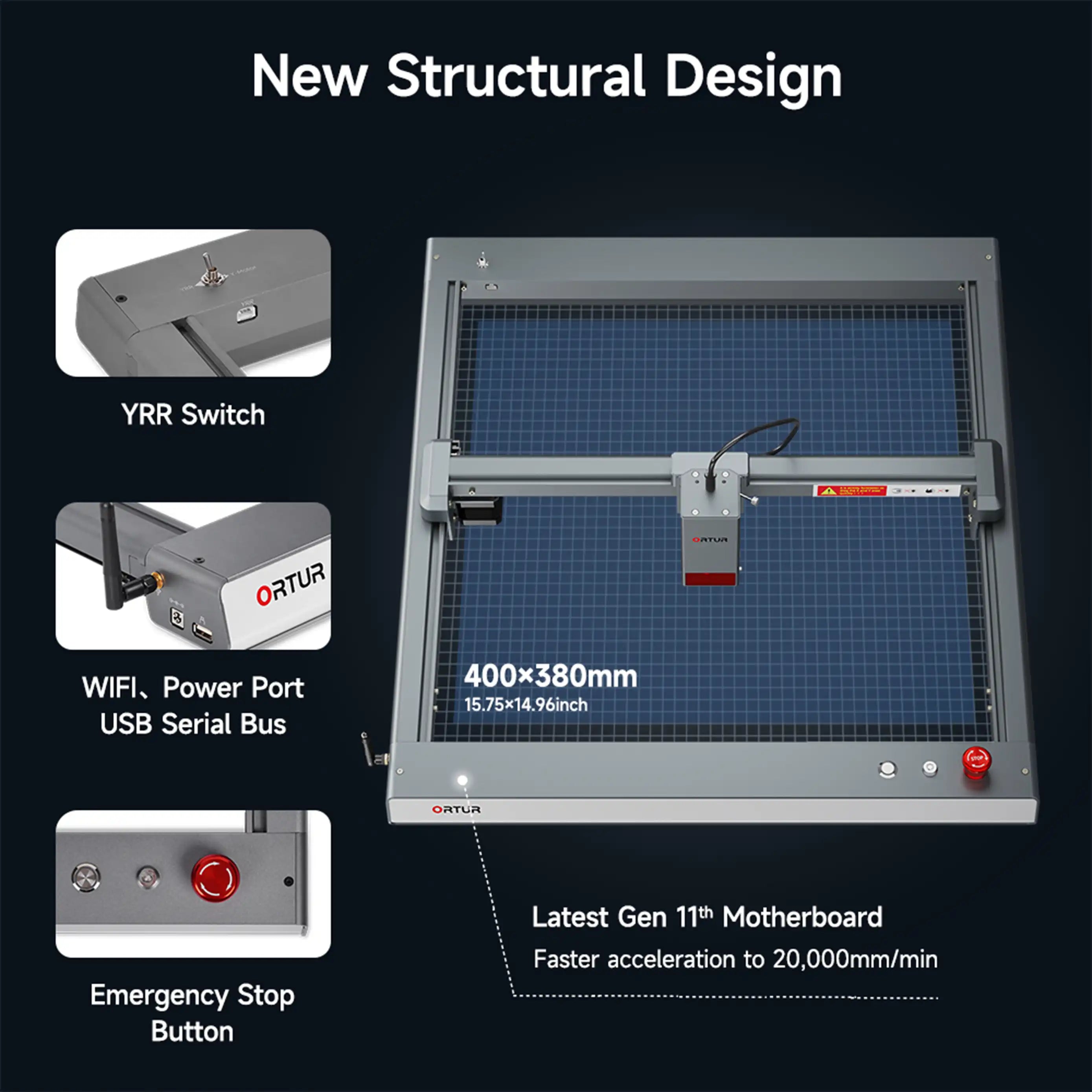Ortur LM3 Laser Engraving & Cutting Machine 20,000mm/min (40W/20W/10W)