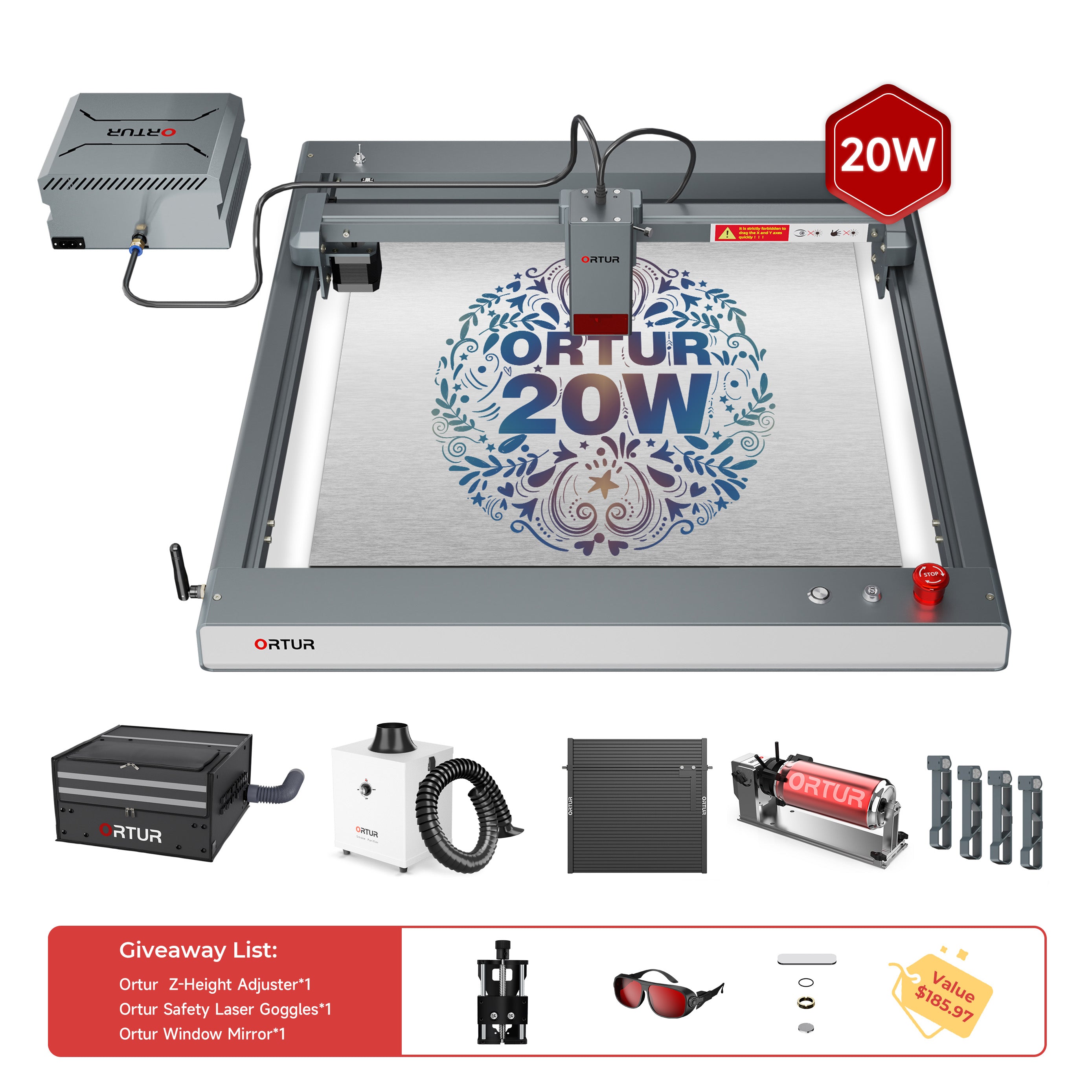 Ortur LM3 Laser Engraving & Cutting Machine 20,000mm/min (20W/10W)