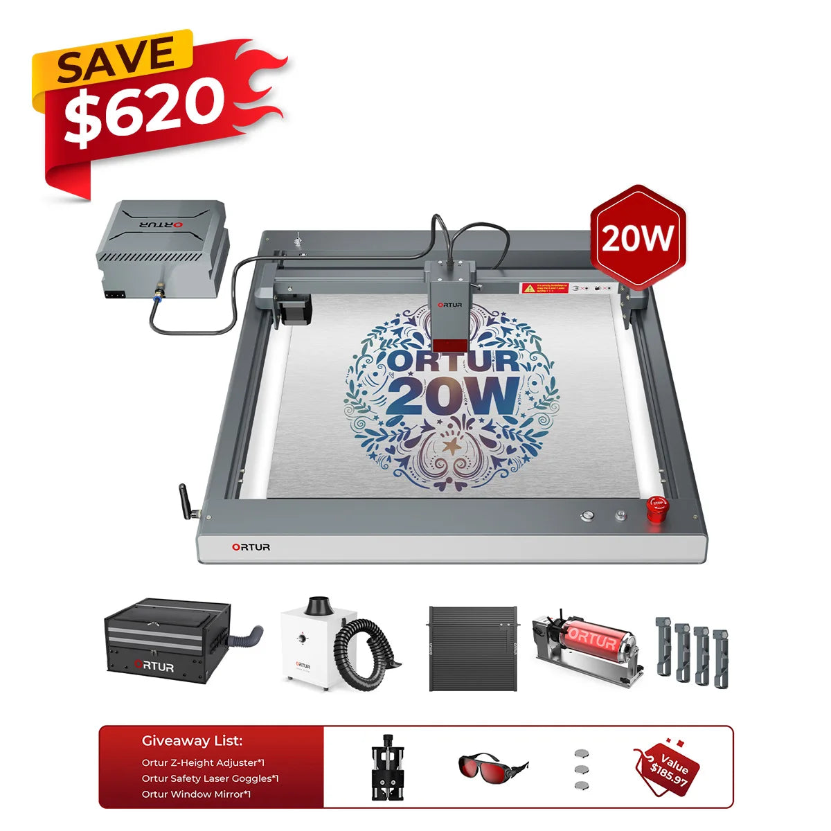 Ortur LM3 Laser Engraving & Cutting Machine 20,000mm/min (40W/20W/10W)