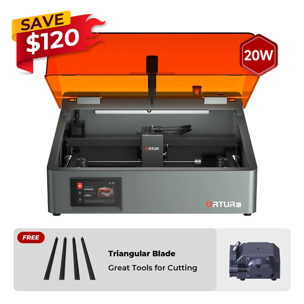 Ortur R2 Smart Lasergravierer 1.3W IR/10W/20W