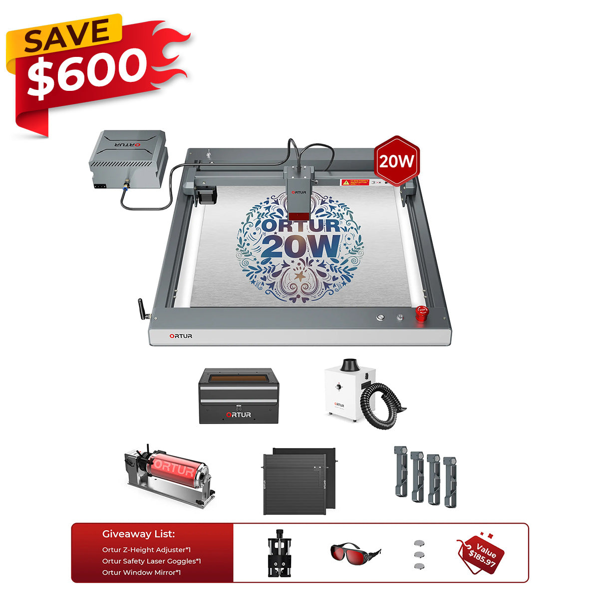 Ortur LM3 Laser Engraving & Cutting Machine 20,000mm/min (40W/20W/10W)