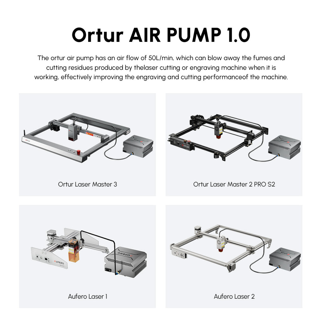 Ortur Air Assist Pump 1.0, 50L/min Output Air Pump Kit for Ortur Laser  Engraving Machine