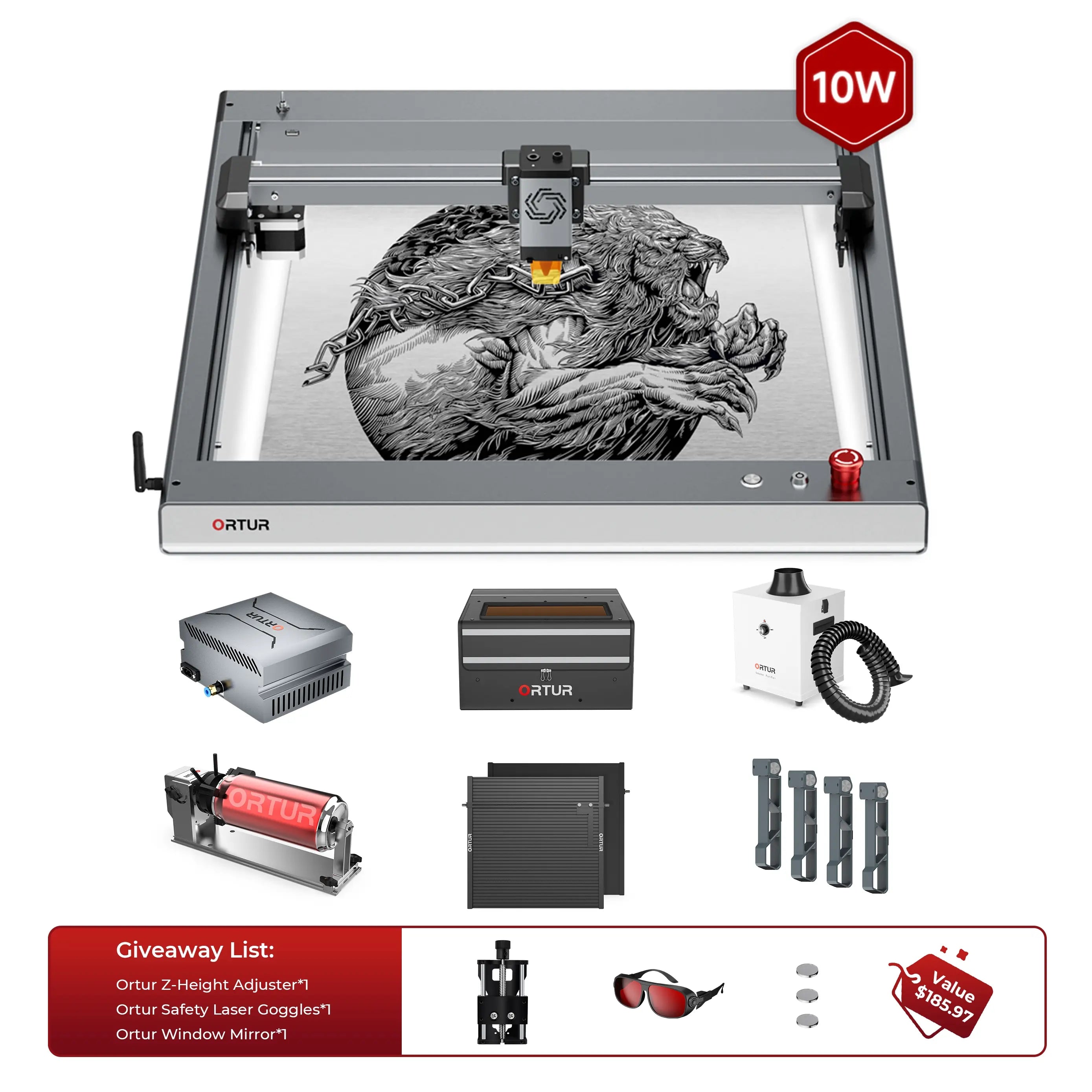 Ortur LM3 Laser Engraving & Cutting Machine 20,000mm/min (40W/20W/10W)