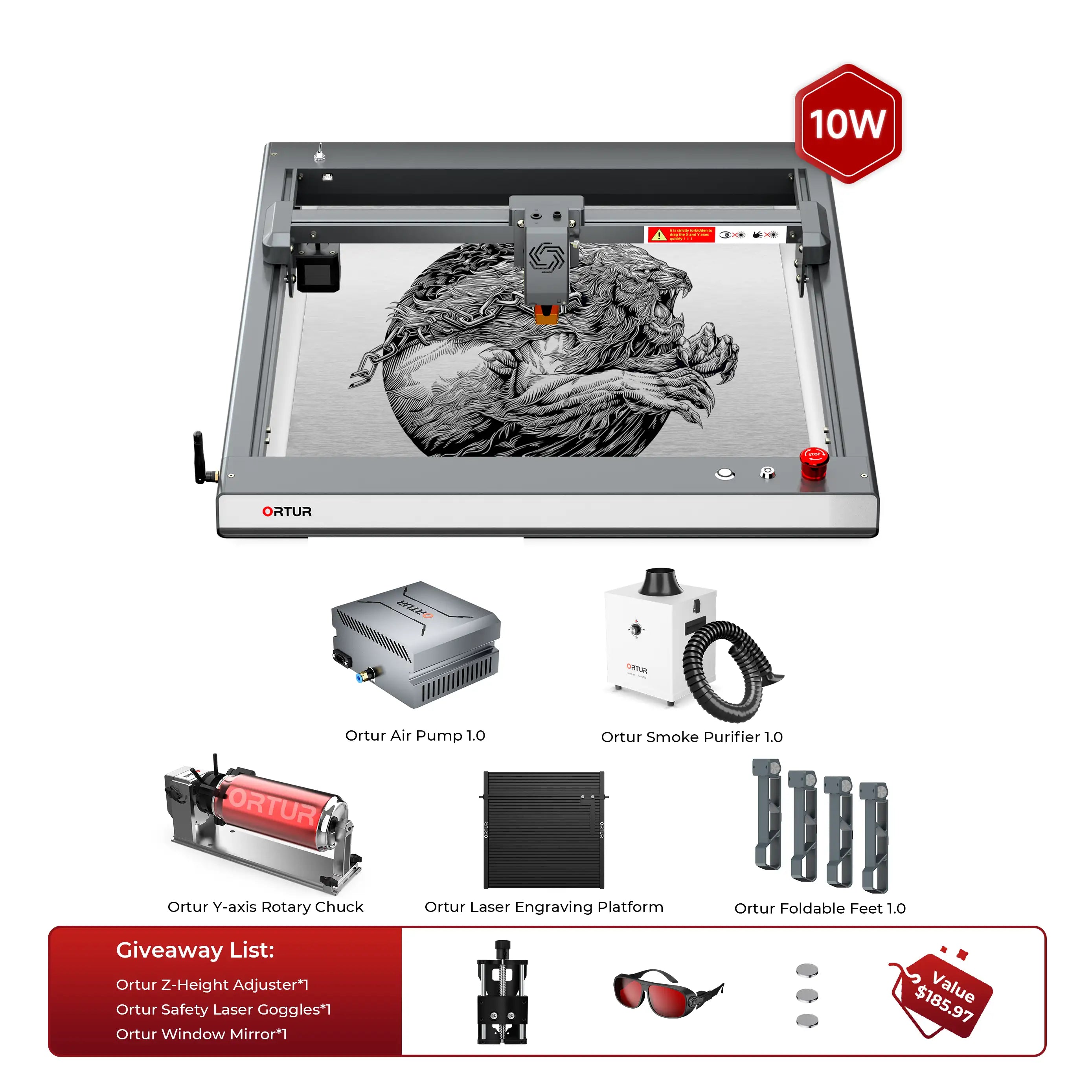 Ortur LM3 Laser Engraving & Cutting Machine 20,000mm/min (40W/20W/10W)