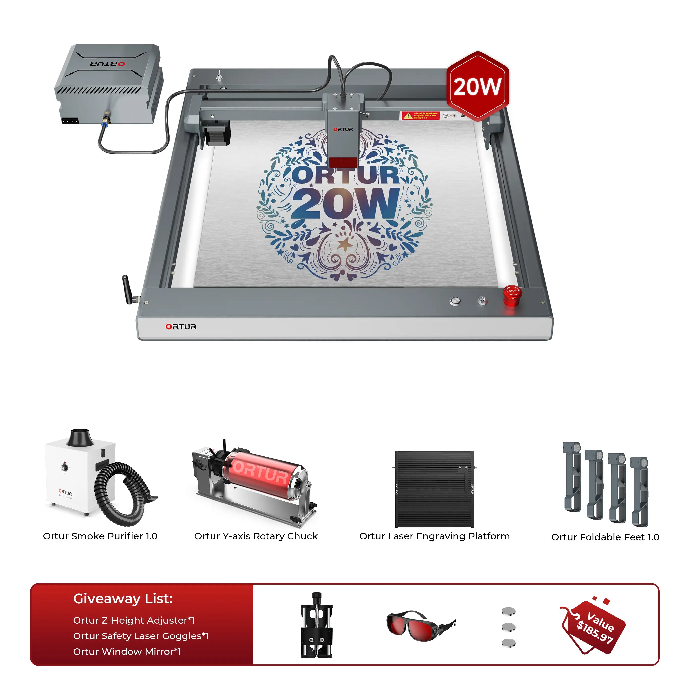 Ortur LM3 Laser Engraving & Cutting Machine 20,000mm/min (40W/20W/10W)