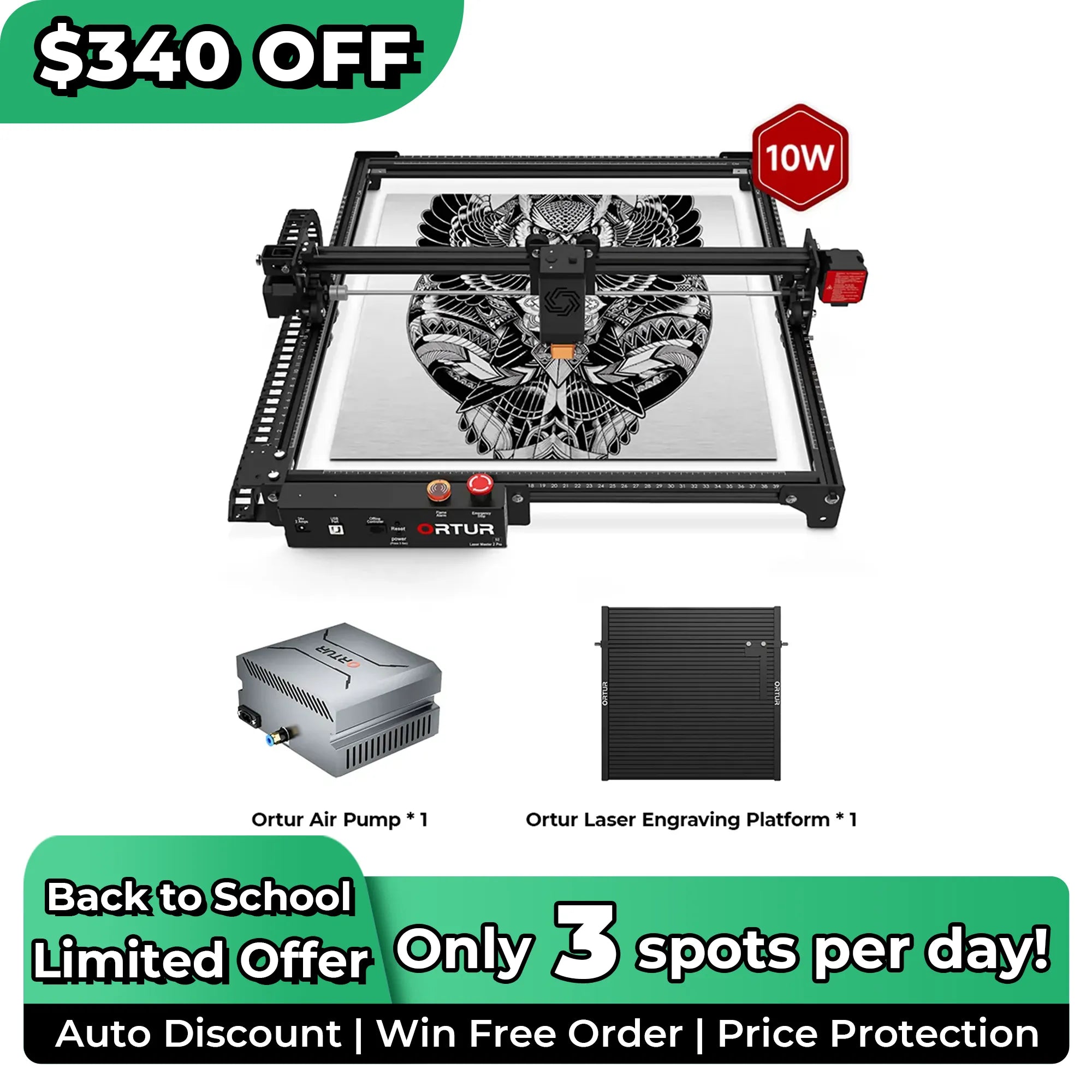Ortur LM2 Pro S2 Laser Engraving & Cutting Machine 15,000mm/min (10W/5W)