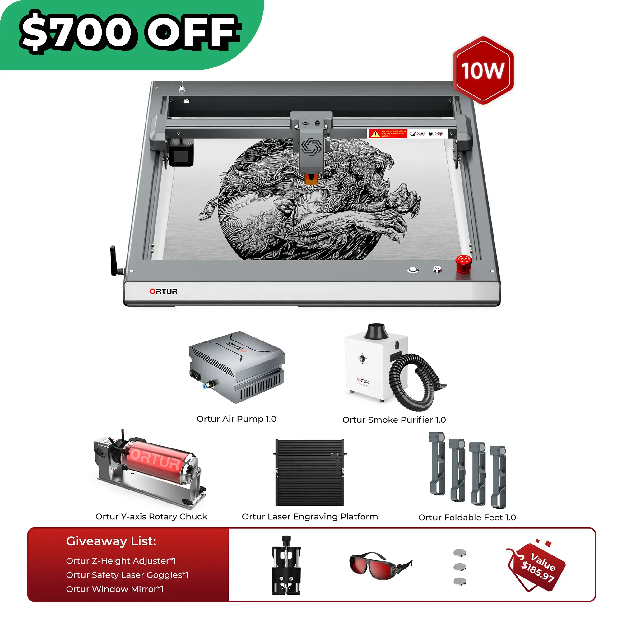 Ortur LM3 Laser Engraving & Cutting Machine 20,000mm/min (40W/20W/10W)