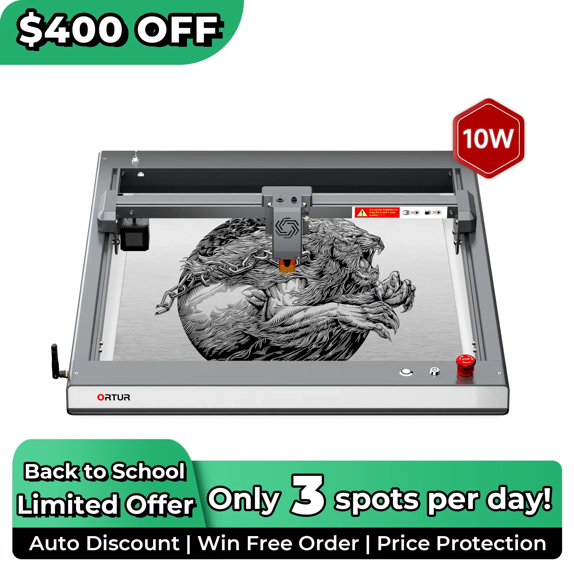 Ortur LM3 Laser Engraving & Cutting Machine 20,000mm/min (40W/20W/10W)