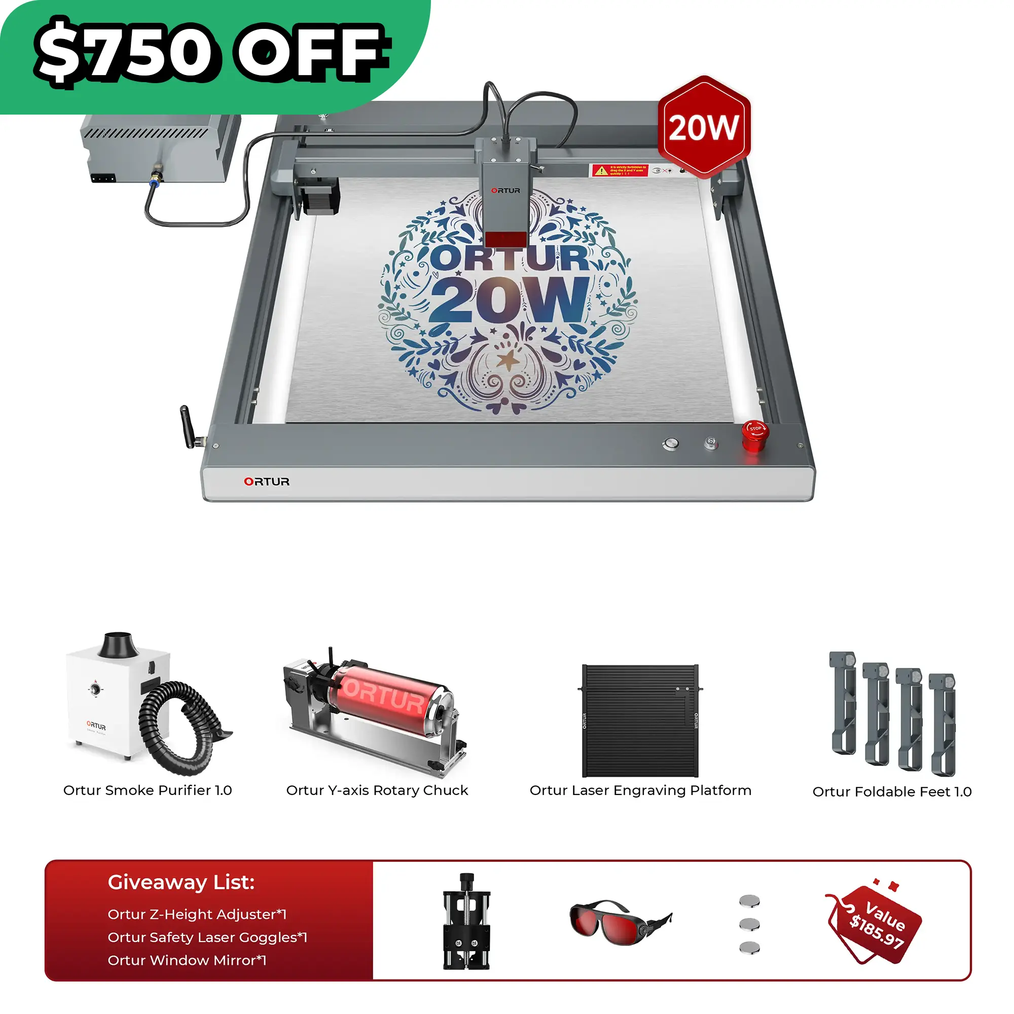 Ortur LM3 Laser Engraving & Cutting Machine 20,000mm/min (40W/20W/10W)