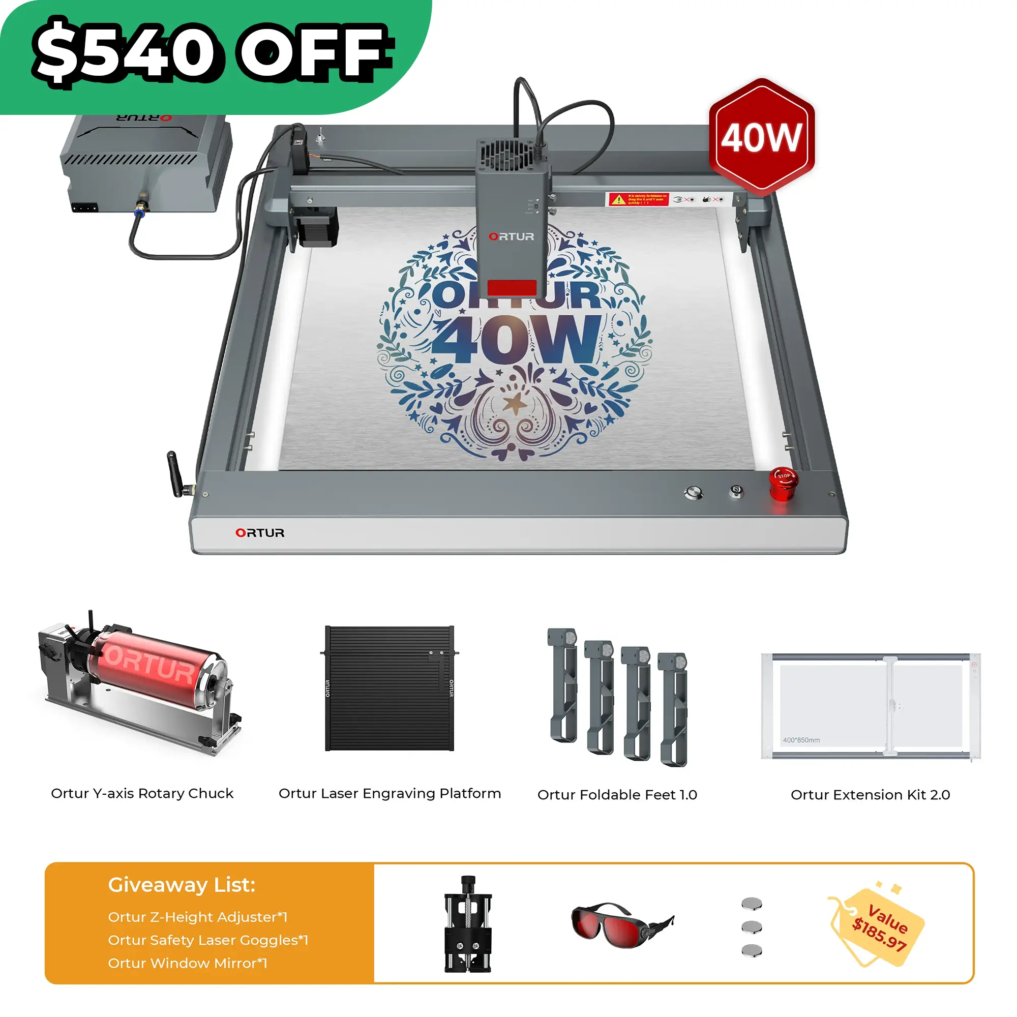 Ortur LM3 Laser Engraving & Cutting Machine 20,000mm/min (40W/20W/10W)