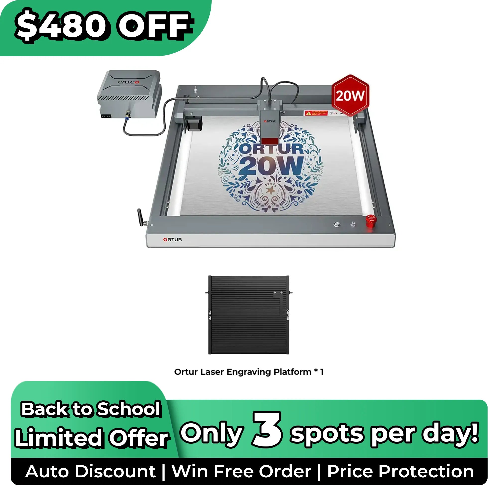 Ortur LM3 Laser Engraving & Cutting Machine 20,000mm/min (40W/20W/10W)