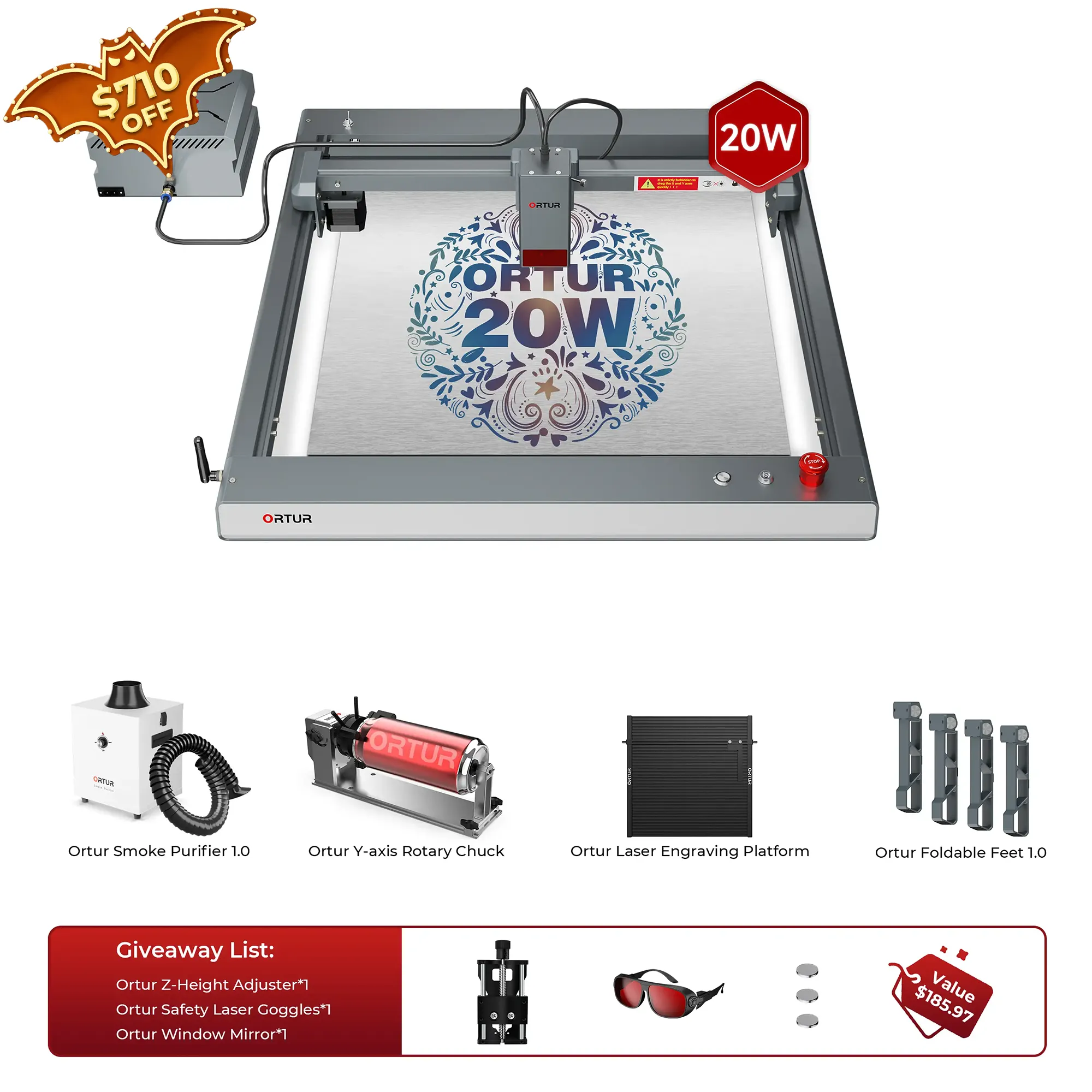 Ortur LM3 Laser Engraving & Cutting Machine 20,000mm/min (40W/20W/10W)