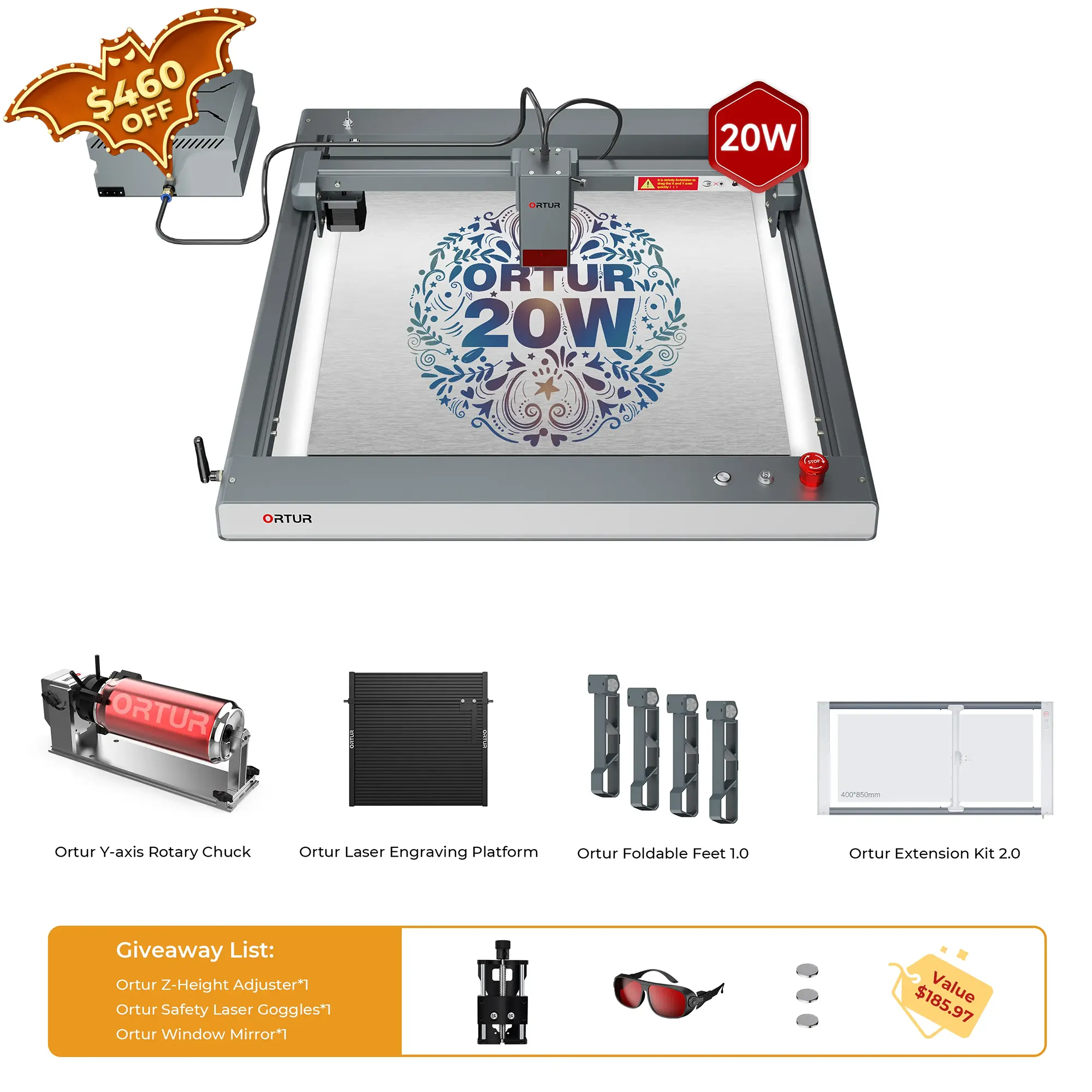 Ortur LM3 Laser Engraving & Cutting Machine 20,000mm/min (40W/20W/10W)