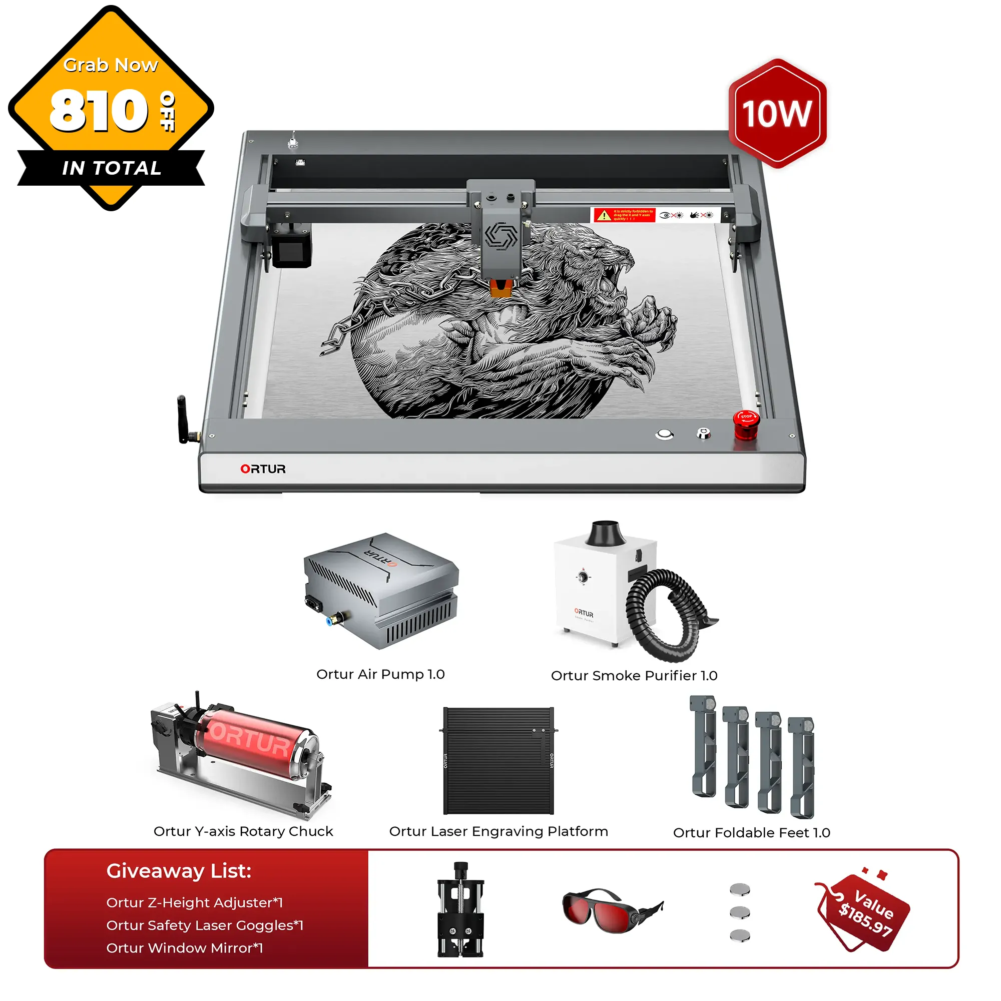 Ortur LM3 Laser Engraving & Cutting Machine 20,000mm/min (40W/20W/10W)