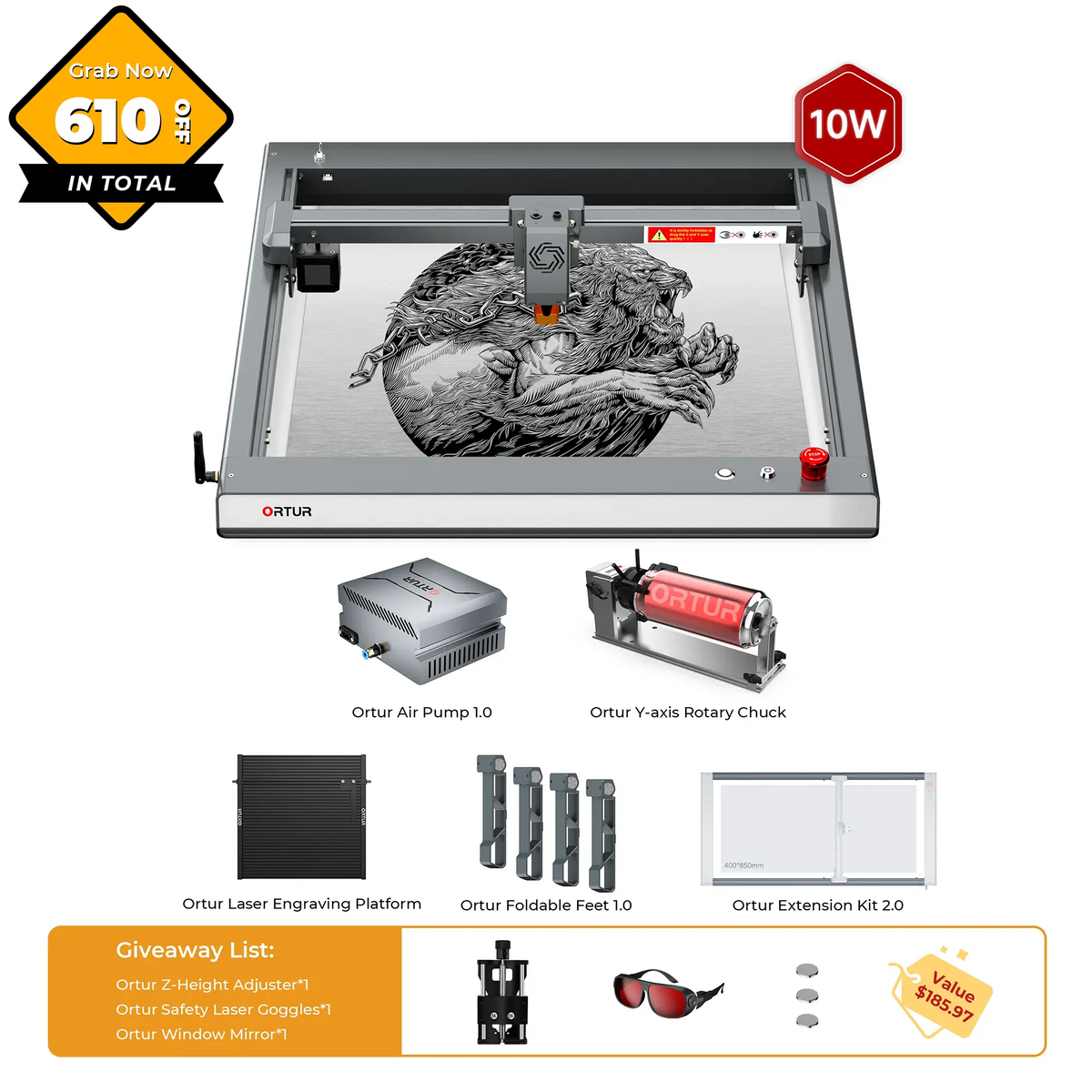 Ortur LM3 Laser Engraving & Cutting Machine 20,000mm/min (40W/20W/10W)