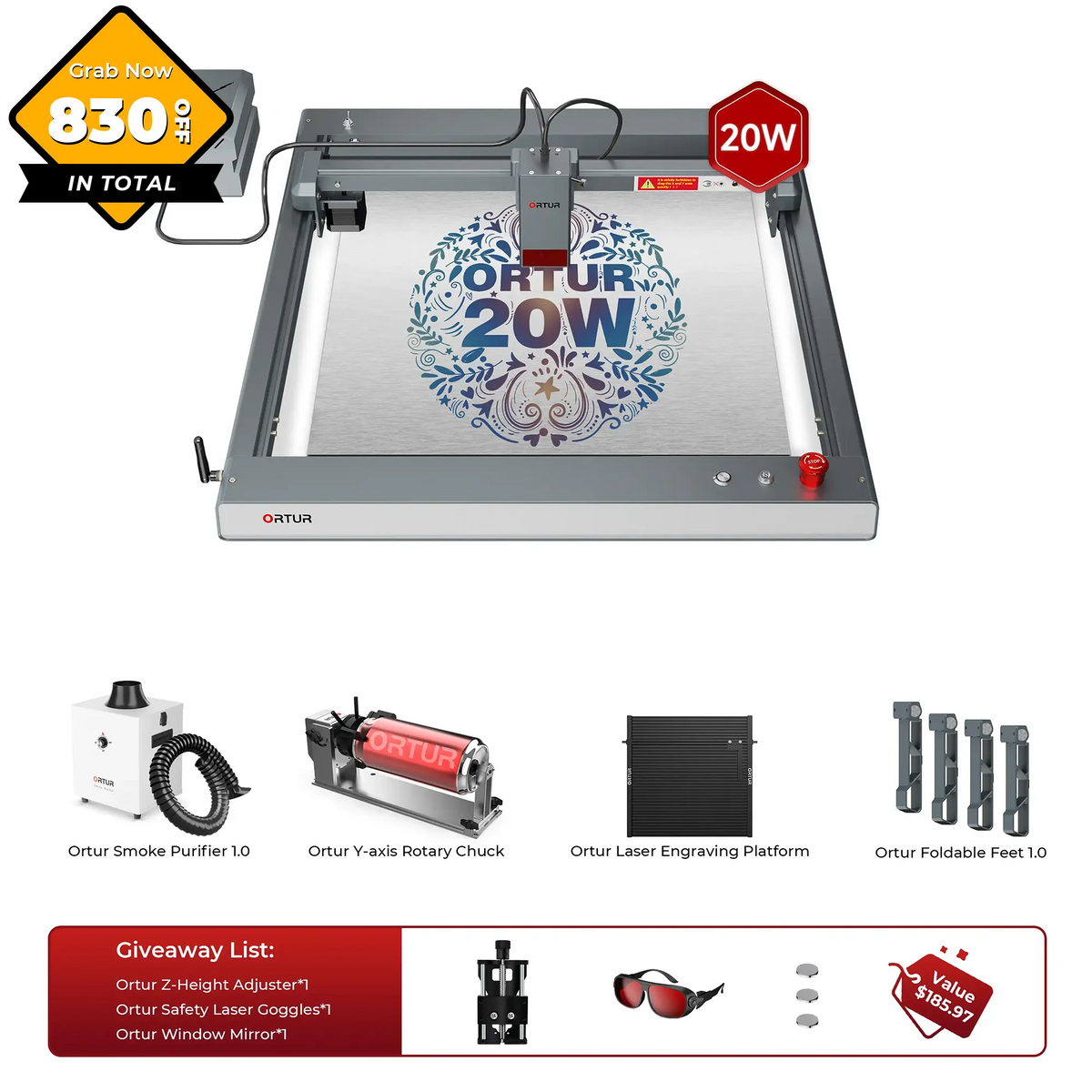 Ortur LM3 Laser Engraving & Cutting Machine 20,000mm/min (40W/20W/10W)