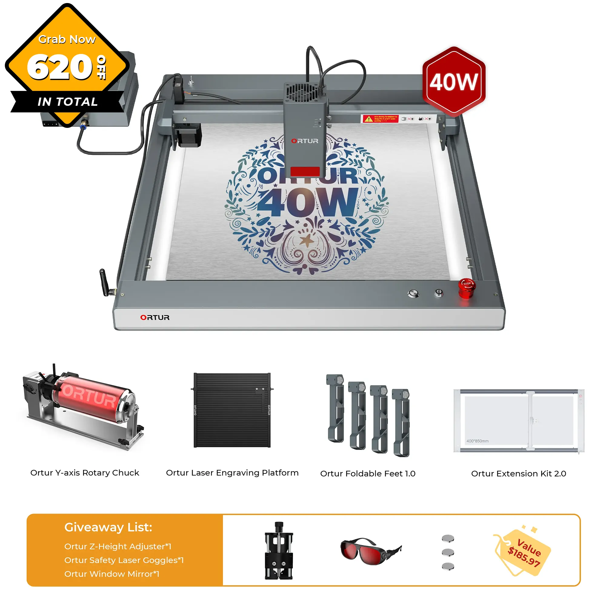 Ortur LM3 Laser Engraving & Cutting Machine 20,000mm/min (40W/20W/10W)