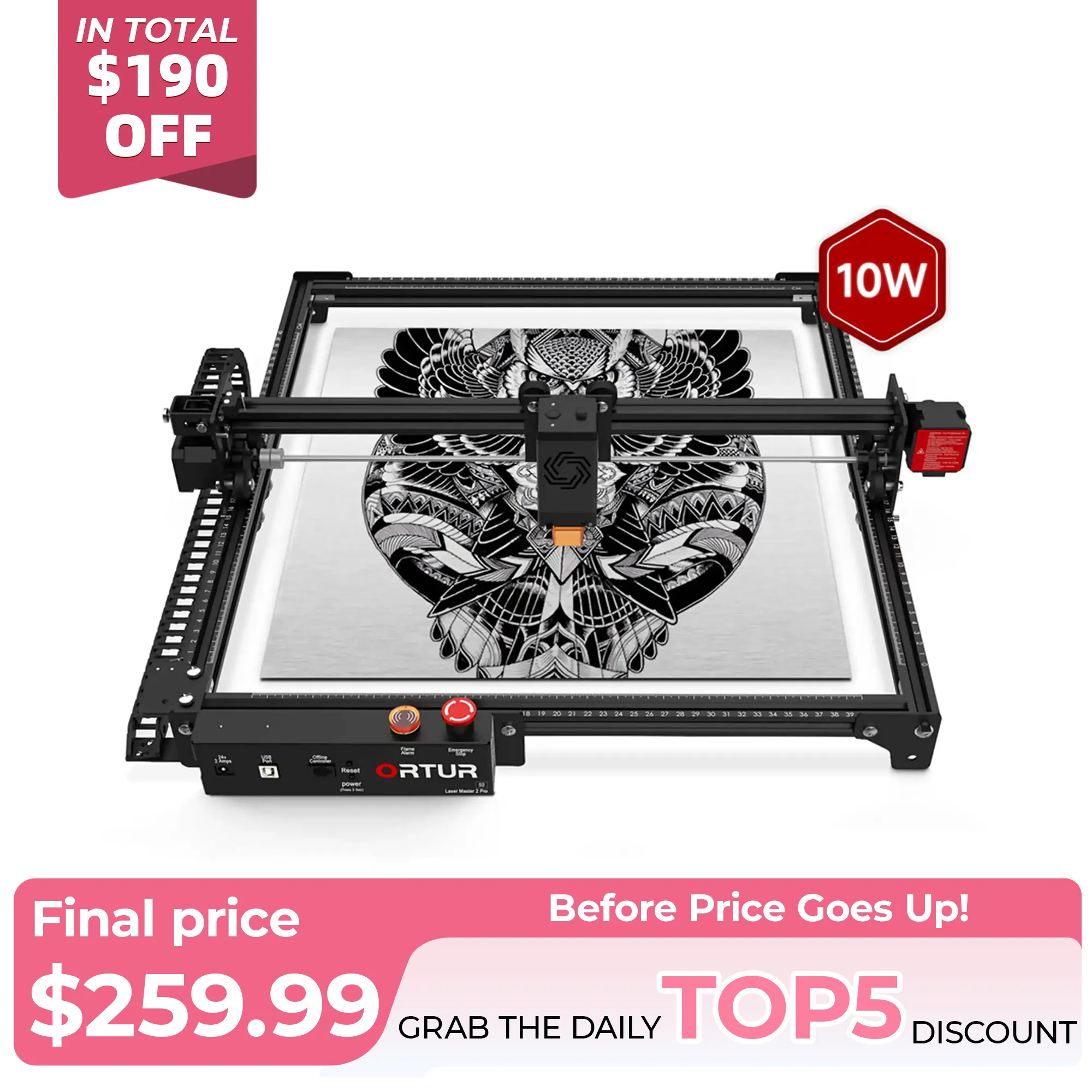 Ortur LM2 Pro S2 Laser Engraving & Cutting Machine 15,000mm/min (10W/5W)