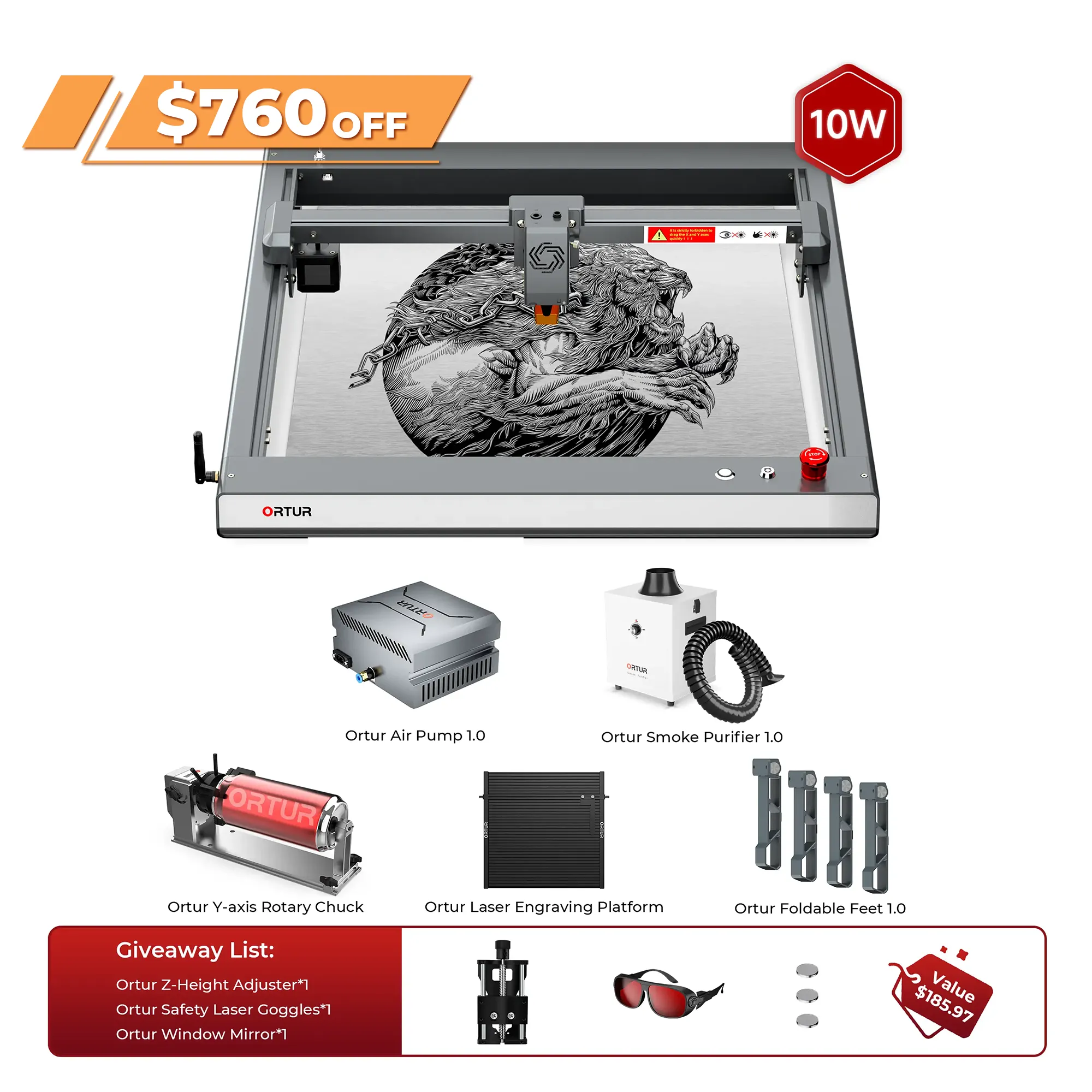 Ortur LM3 Laser Engraving & Cutting Machine 20,000mm/min (40W/20W/10W)