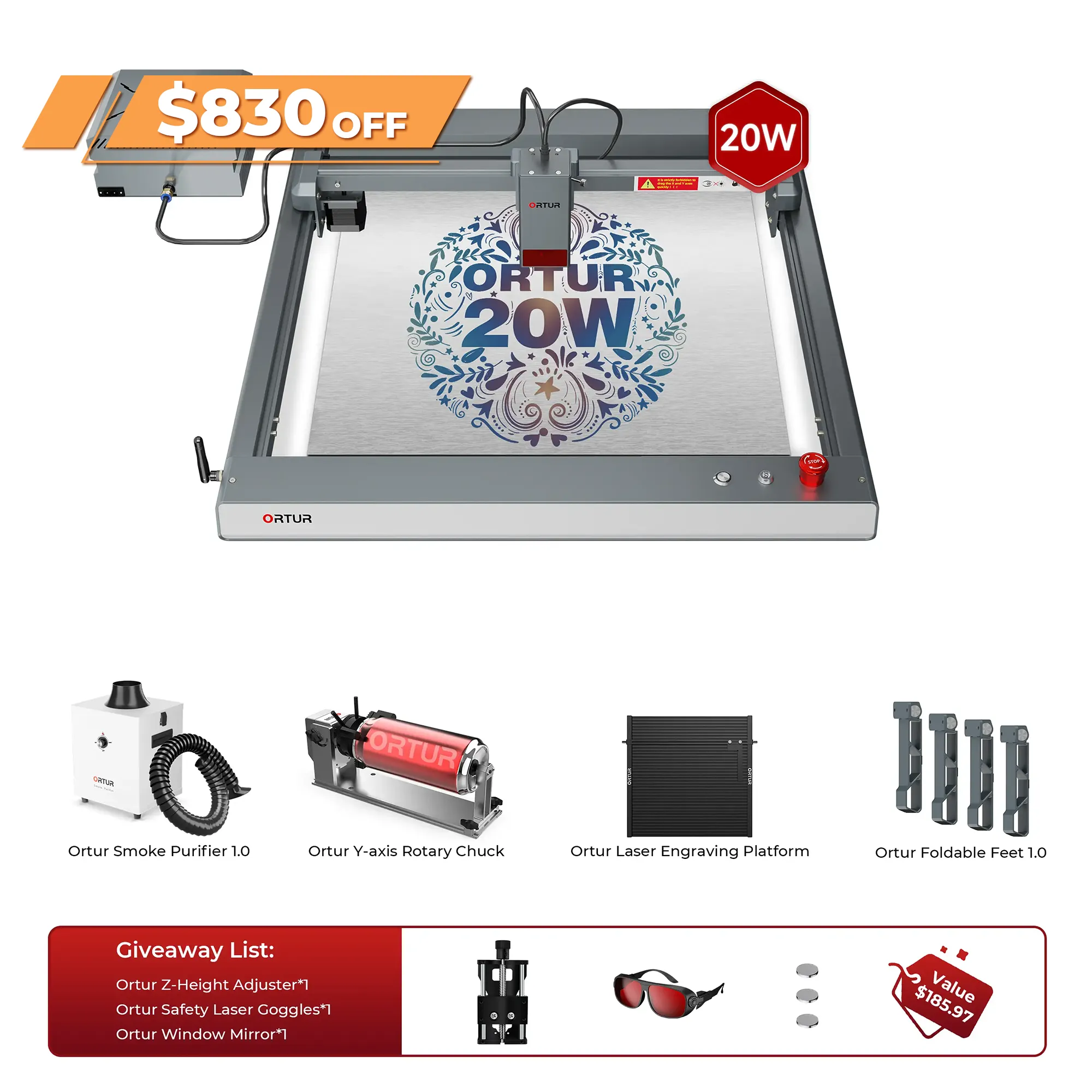Ortur LM3 Laser Engraving & Cutting Machine 20,000mm/min (40W/20W/10W)