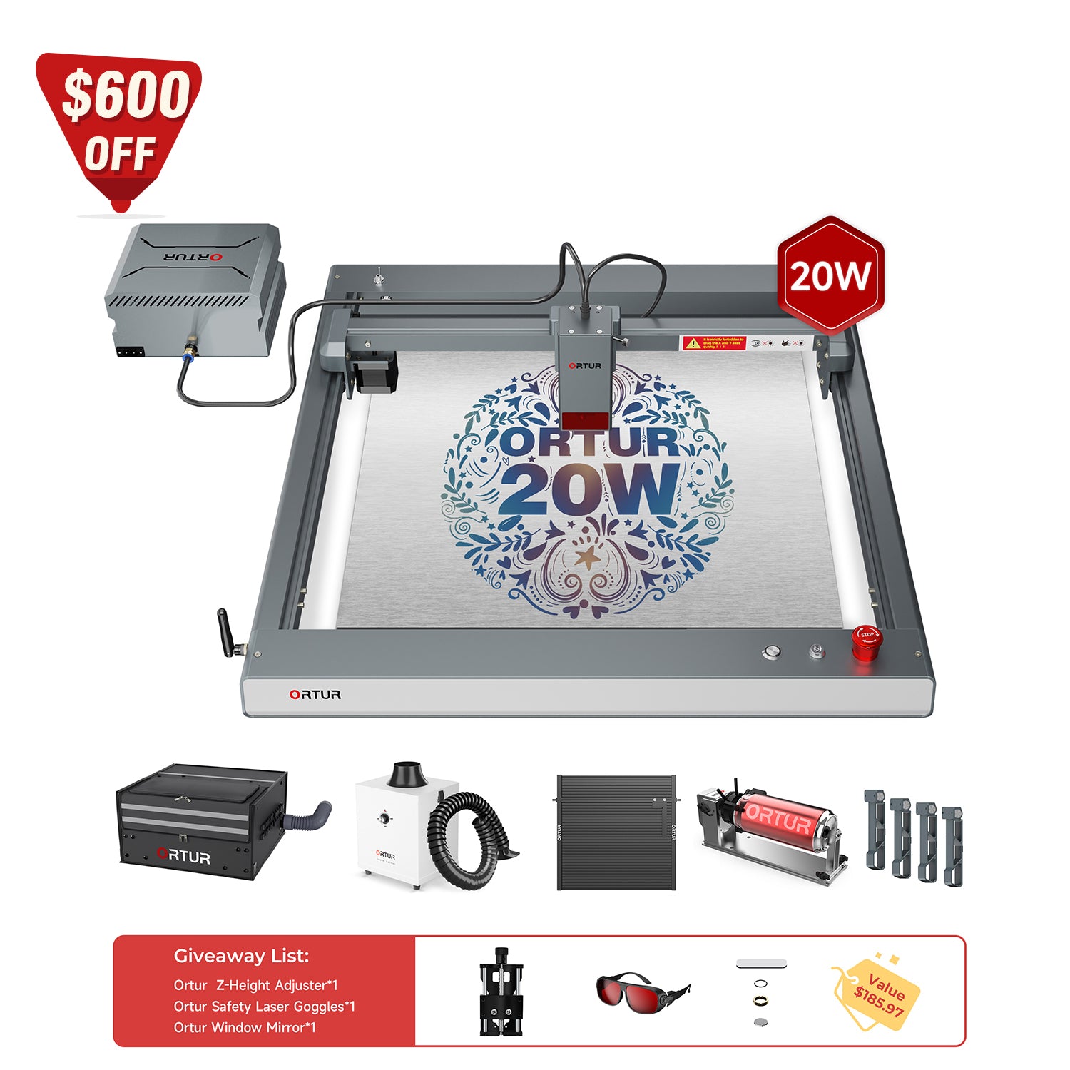 Ortur LM3 Laser Engraving & Cutting Machine 20,000mm/min (20W/10W)